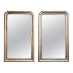 Paire de cadres Louis Philippe en argent français avec motif géométrique