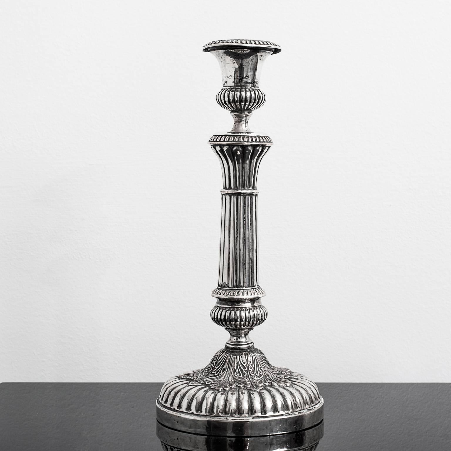 french silver candlesticks