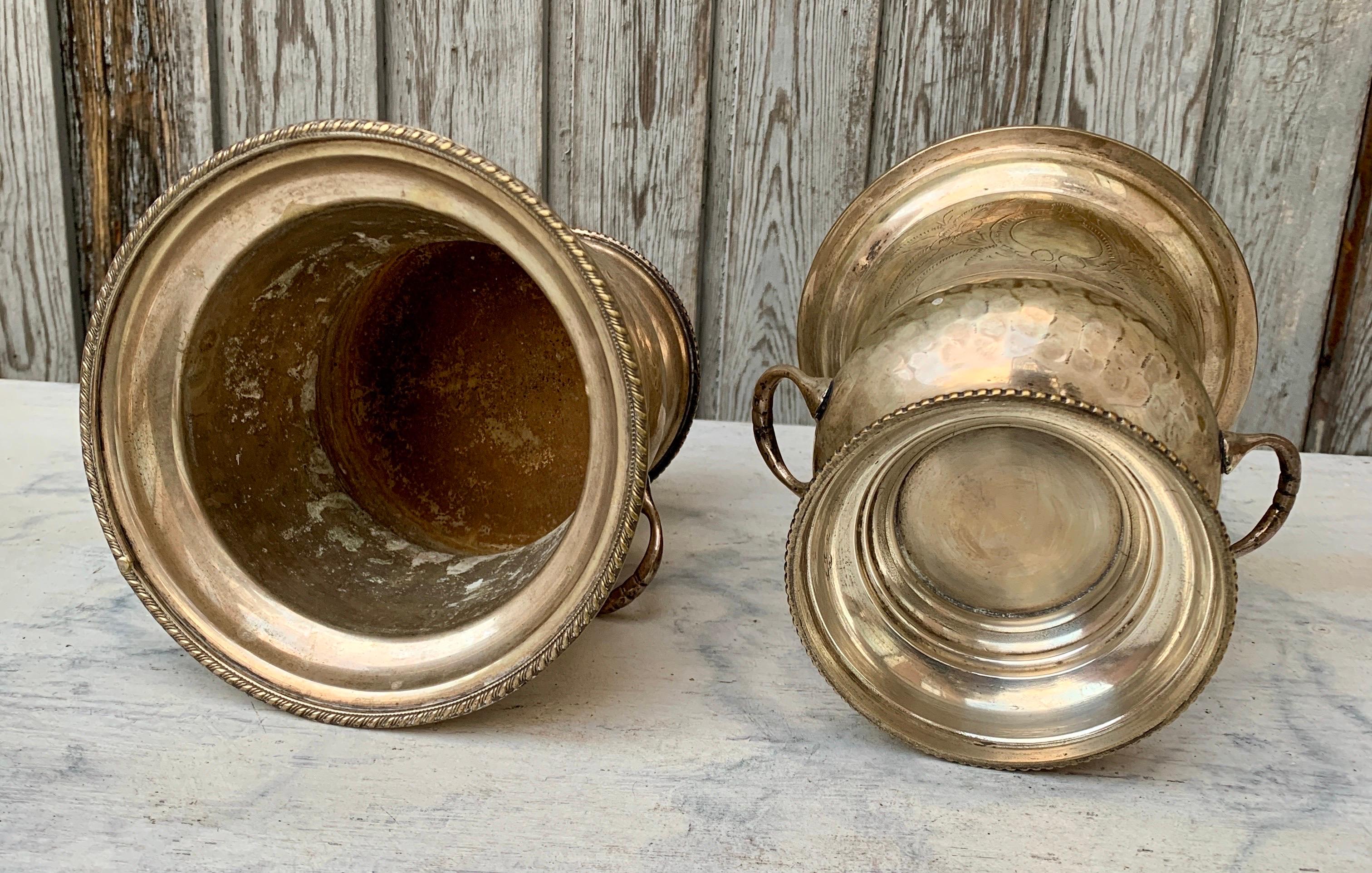 Pareja de cubiteras francesas de plata para champán Artículos de bar en venta 3