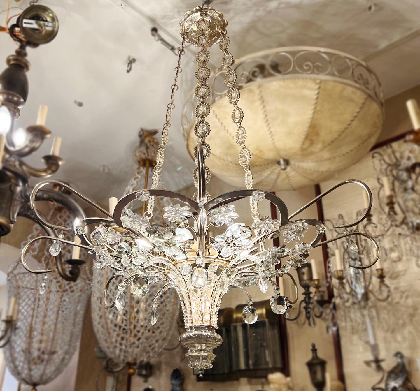 Pair of French Silver Plated Chandeliers, Sold Individually For Sale 5