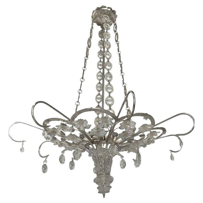 Pair of French Silver Plated Chandeliers, Sold Individually For Sale