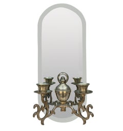 Pair Of French Silver Plated Mirror Back Girandole