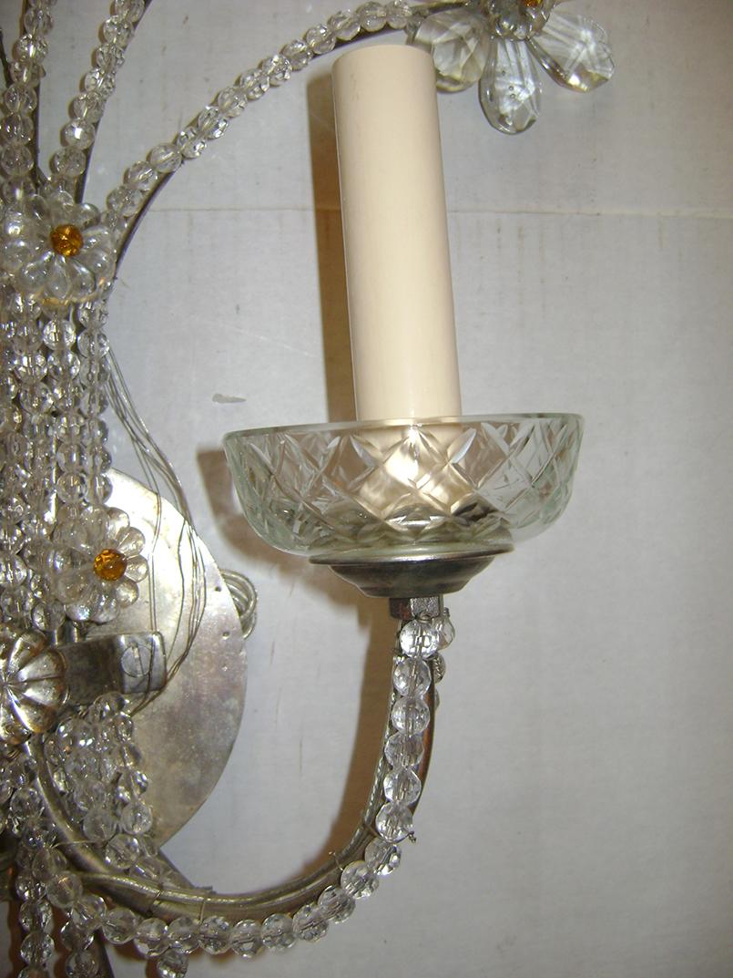 Mid-20th Century Pair of French Silver Plated Sconces For Sale
