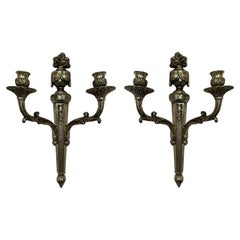Pair of French Silver Plated Wall Sconces