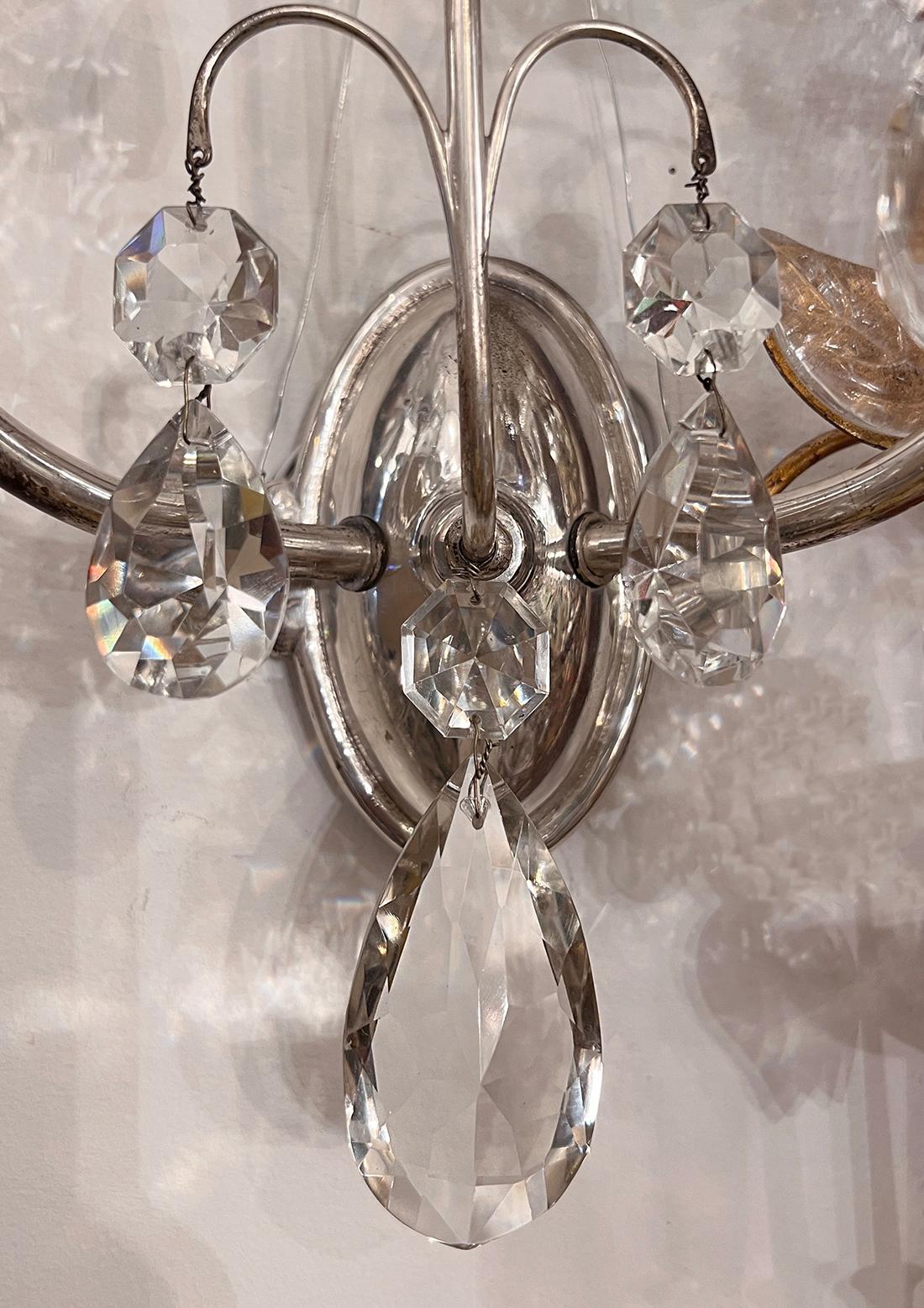 Pair of French Silver Sconces Francés en venta