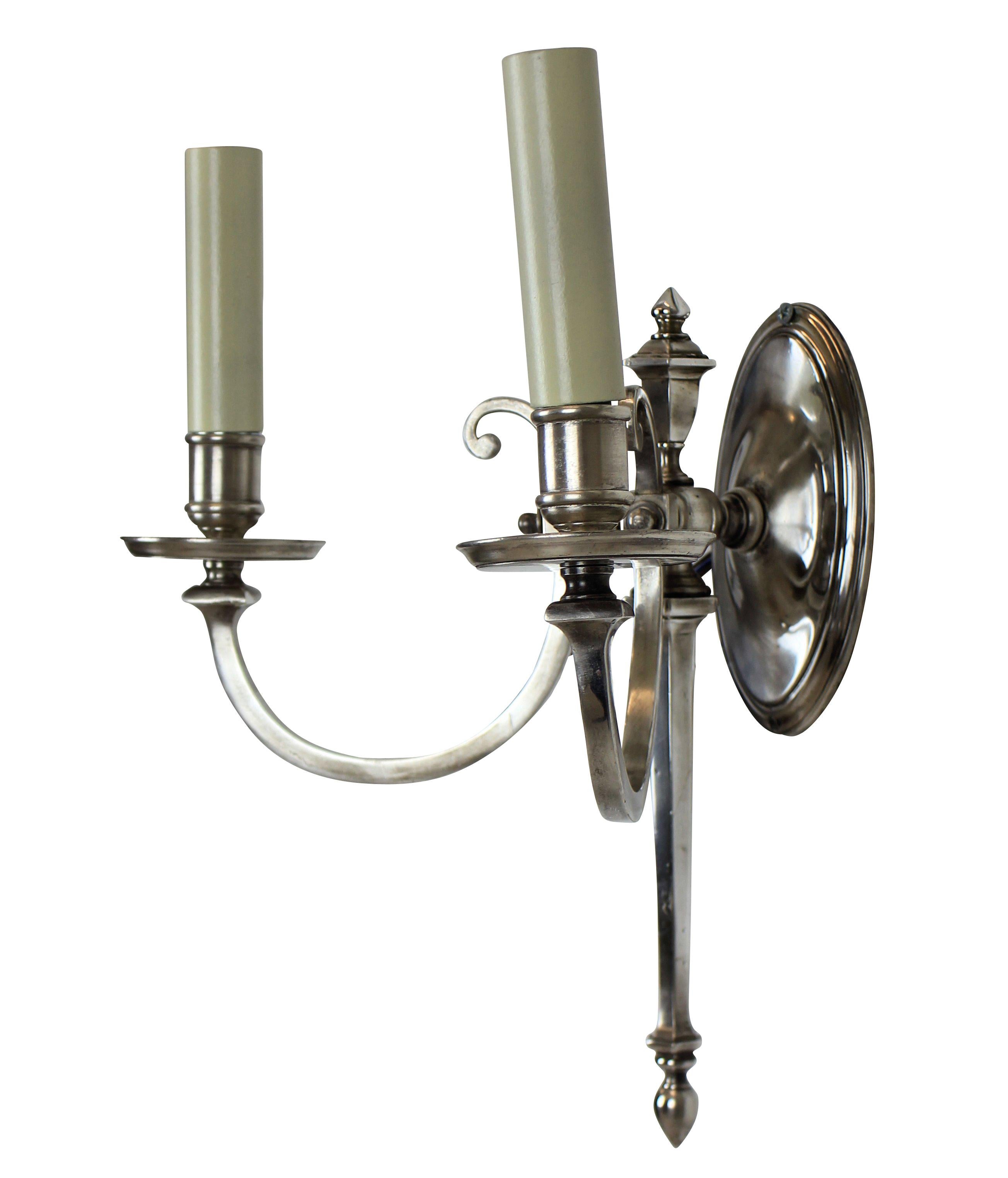 Aesthetic Movement Pair of French Silver Sconces