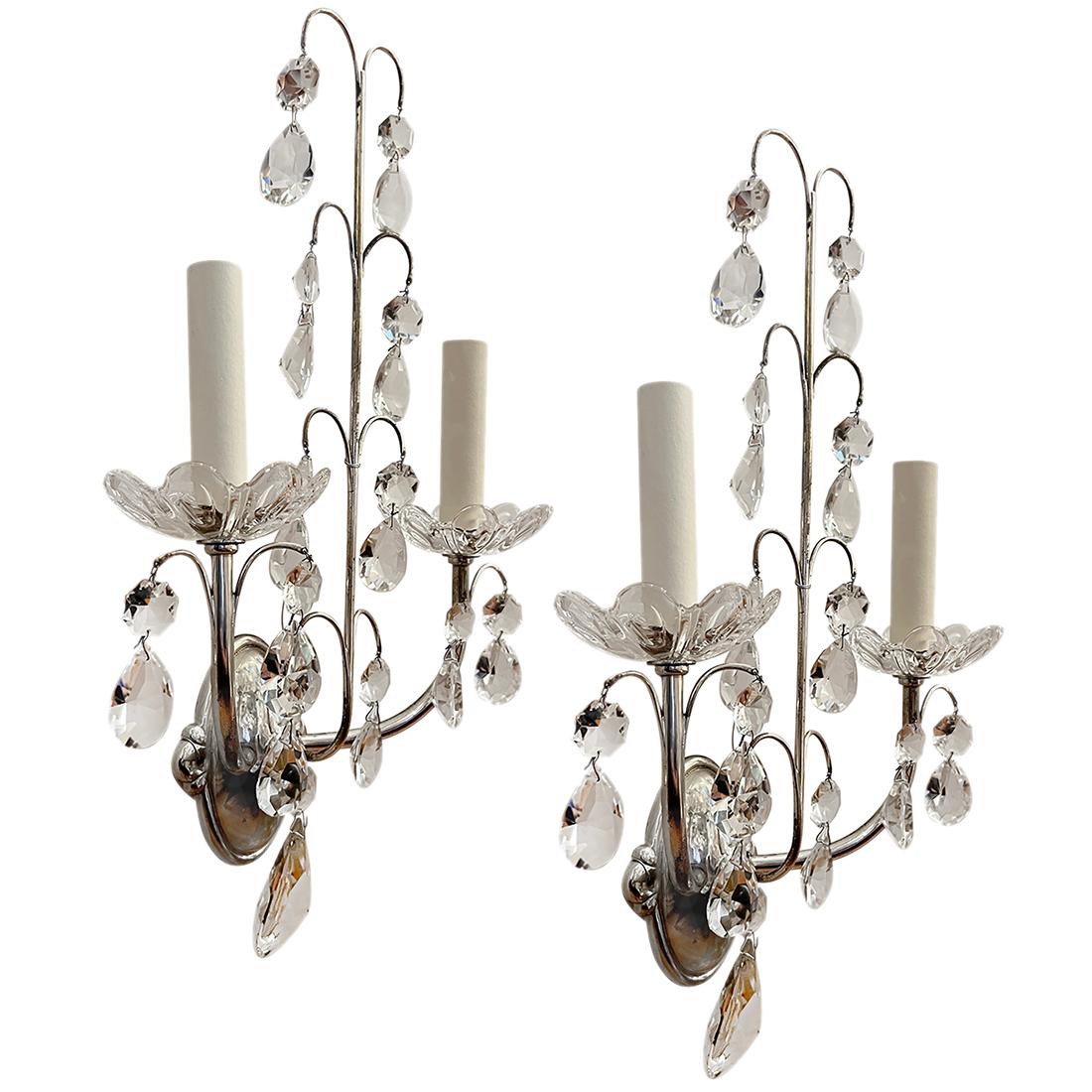 Pair of French Silver Sconces principios del siglo XX en venta