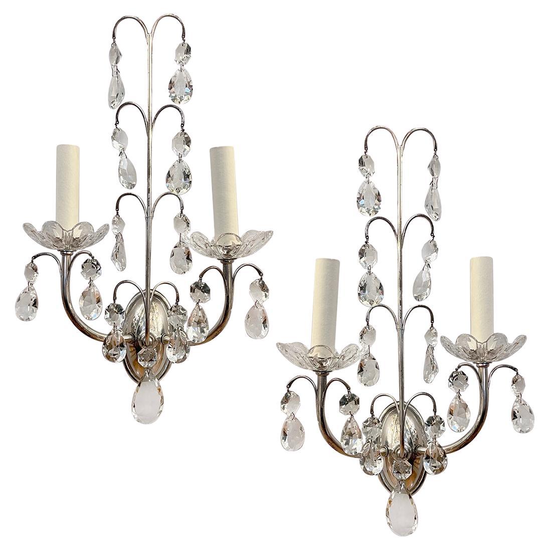 Pair of French Silver Sconces en venta