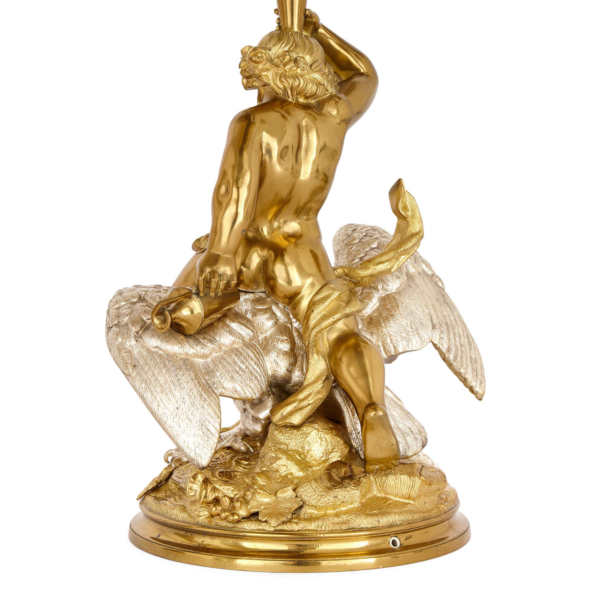 XIXe siècle Paire de candélabres français en argent et bronze doré  en vente