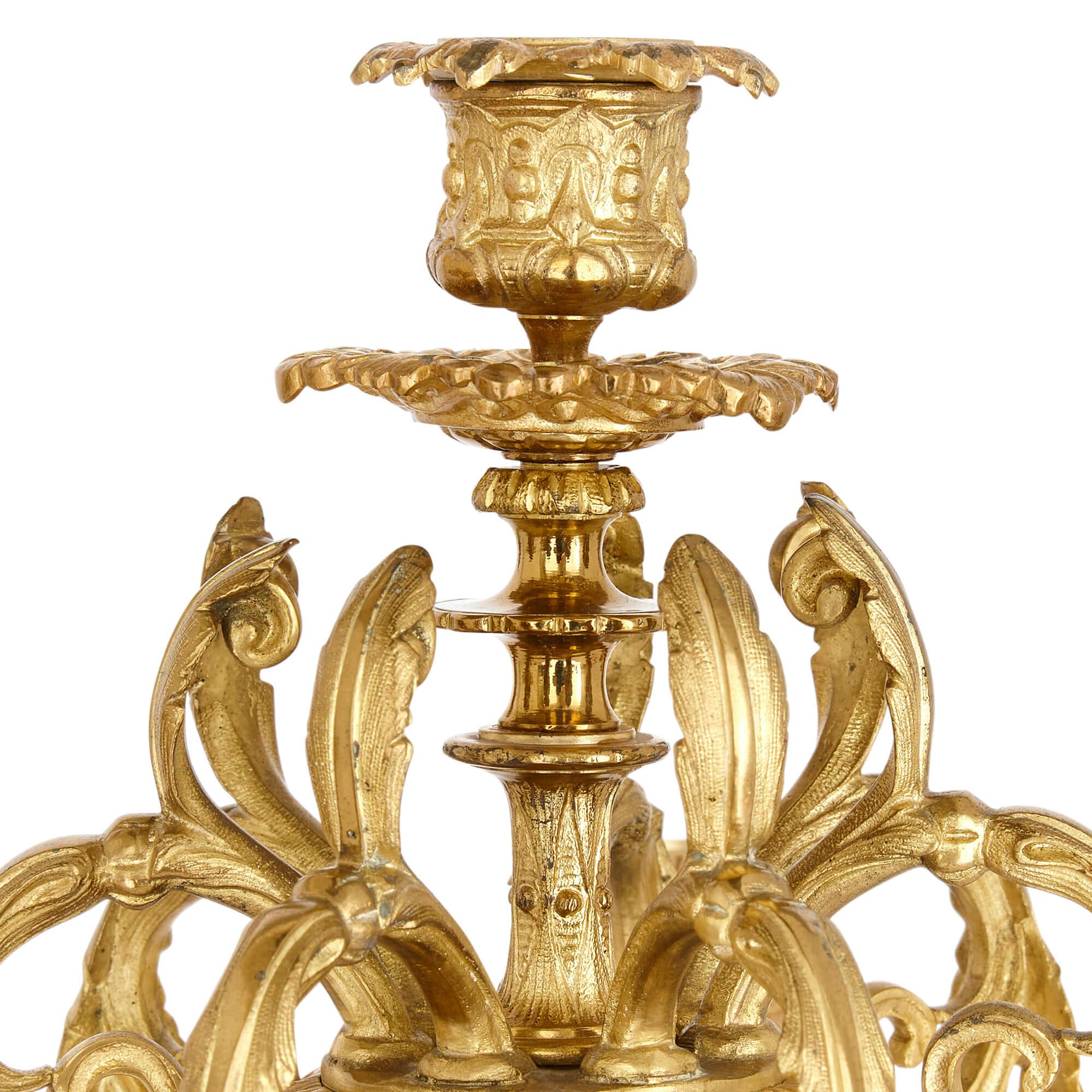 Paire de candélabres français en argent et bronze doré  en vente 1