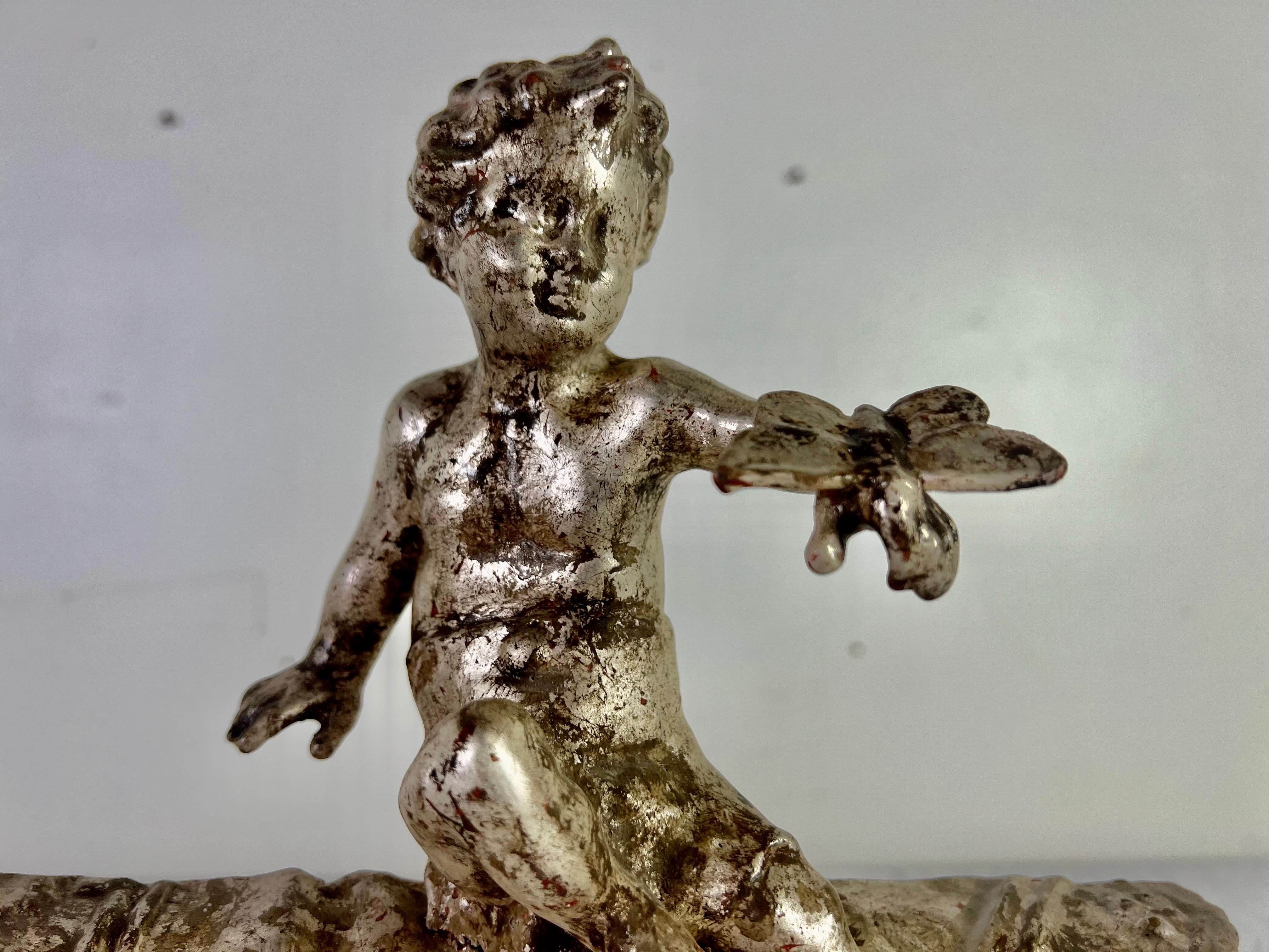 Pair of French Silvered Gilt Metal Cherubs on Lucite Bases For Sale 14