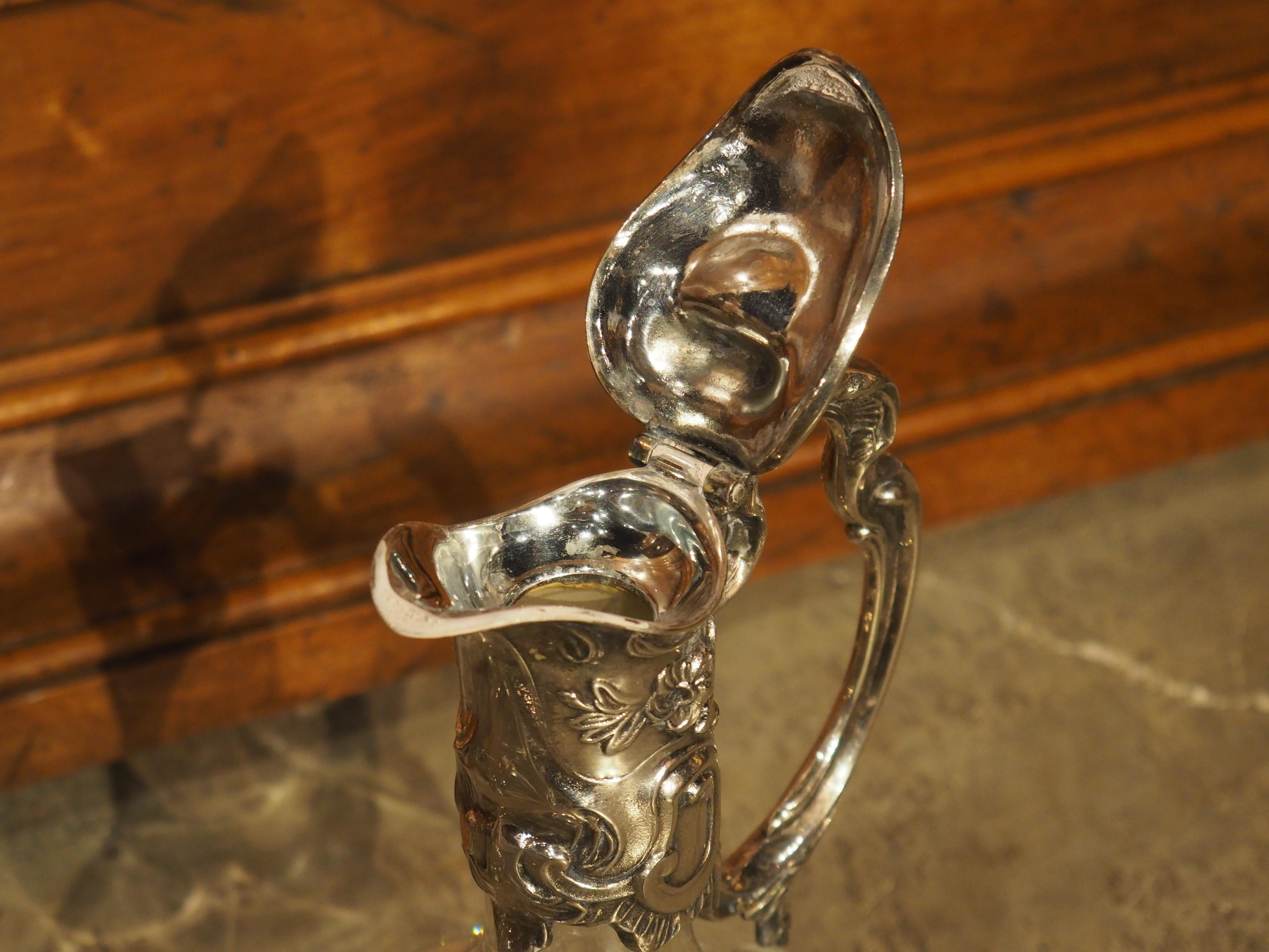 Pair of French Silverplate Mounted Wine Ewers, circa 1920 4