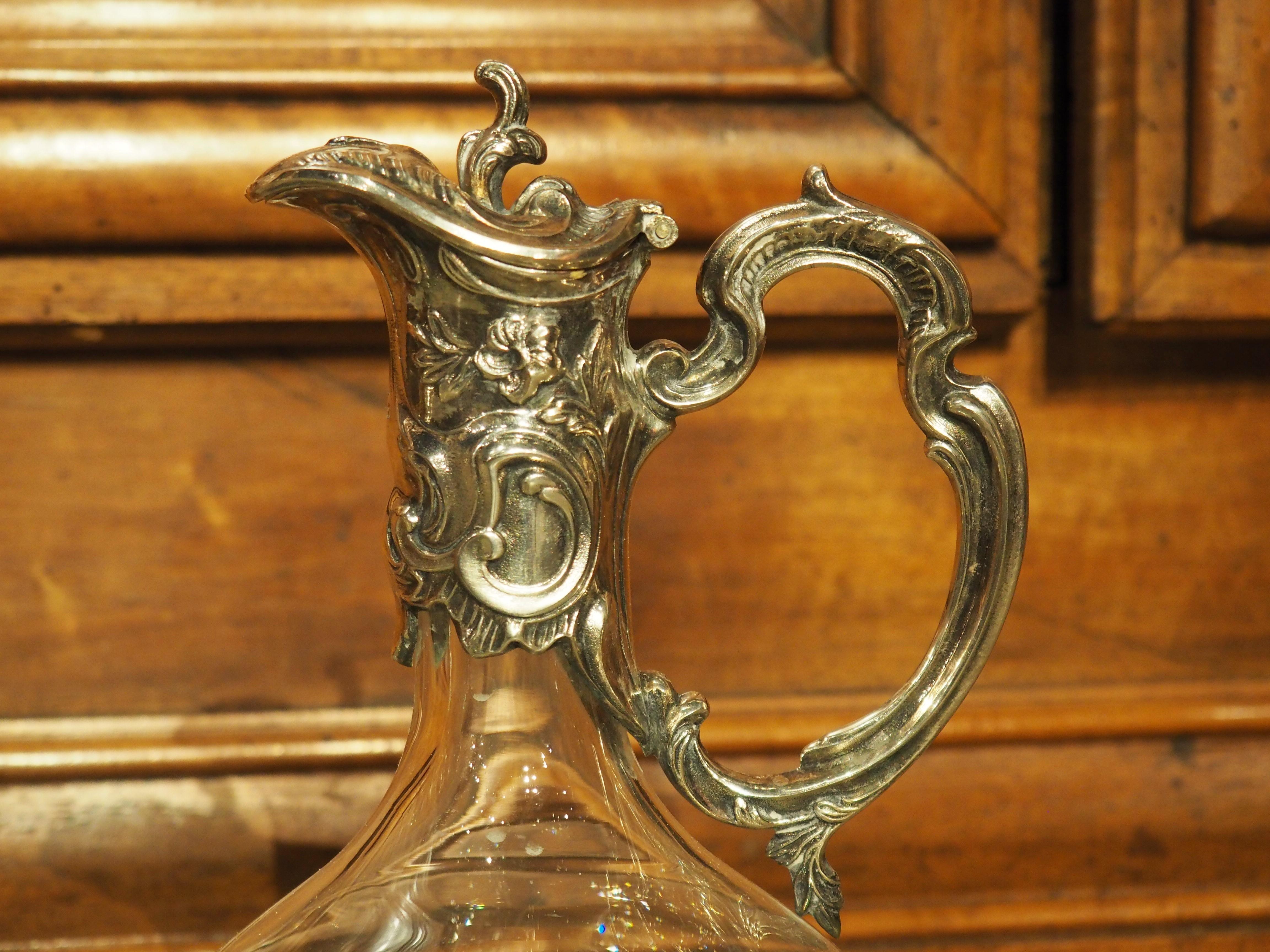 Pair of French Silverplate Mounted Wine Ewers, circa 1920 In Good Condition In Dallas, TX