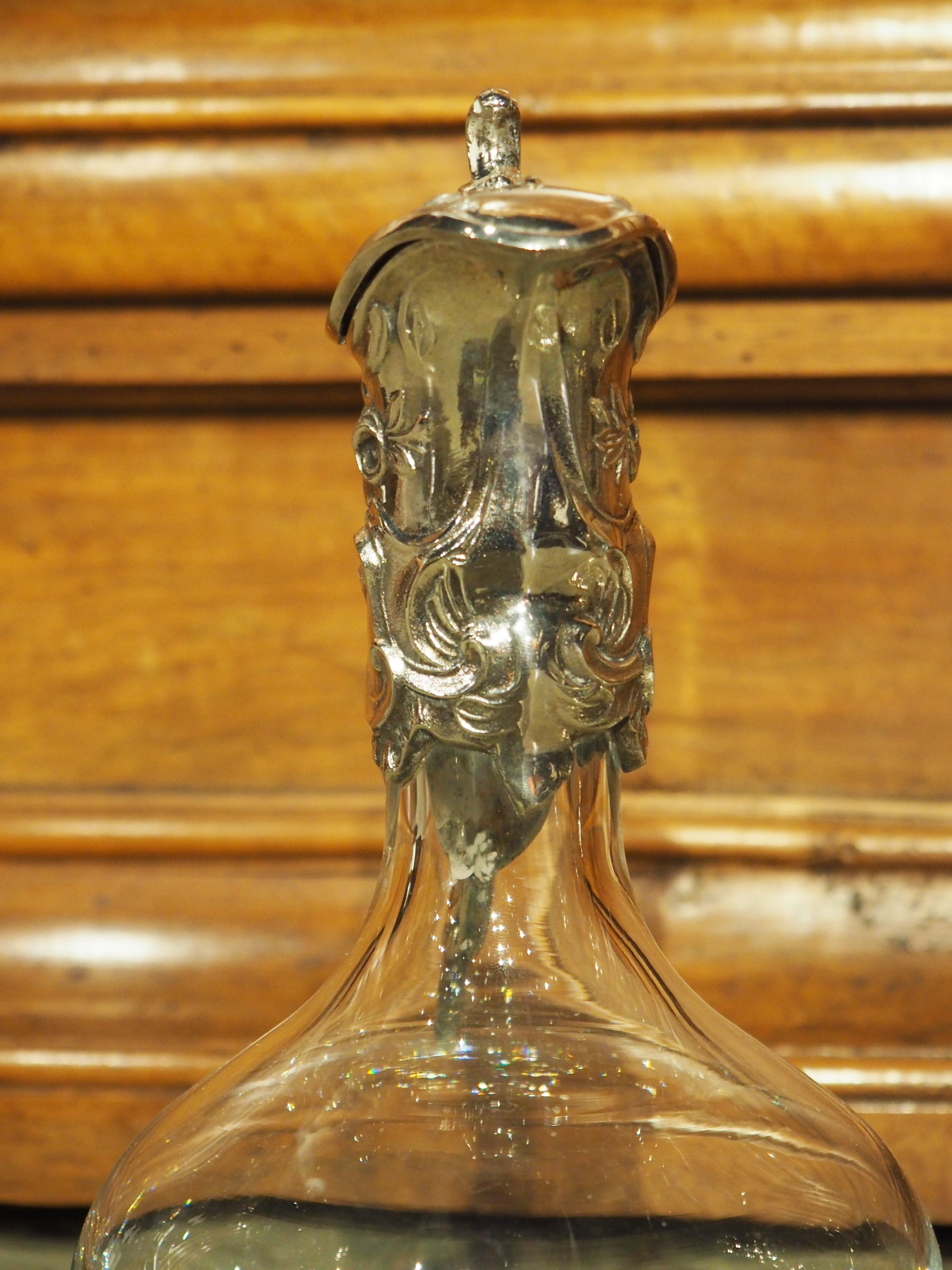 Pair of French Silverplate Mounted Wine Ewers, circa 1920 1