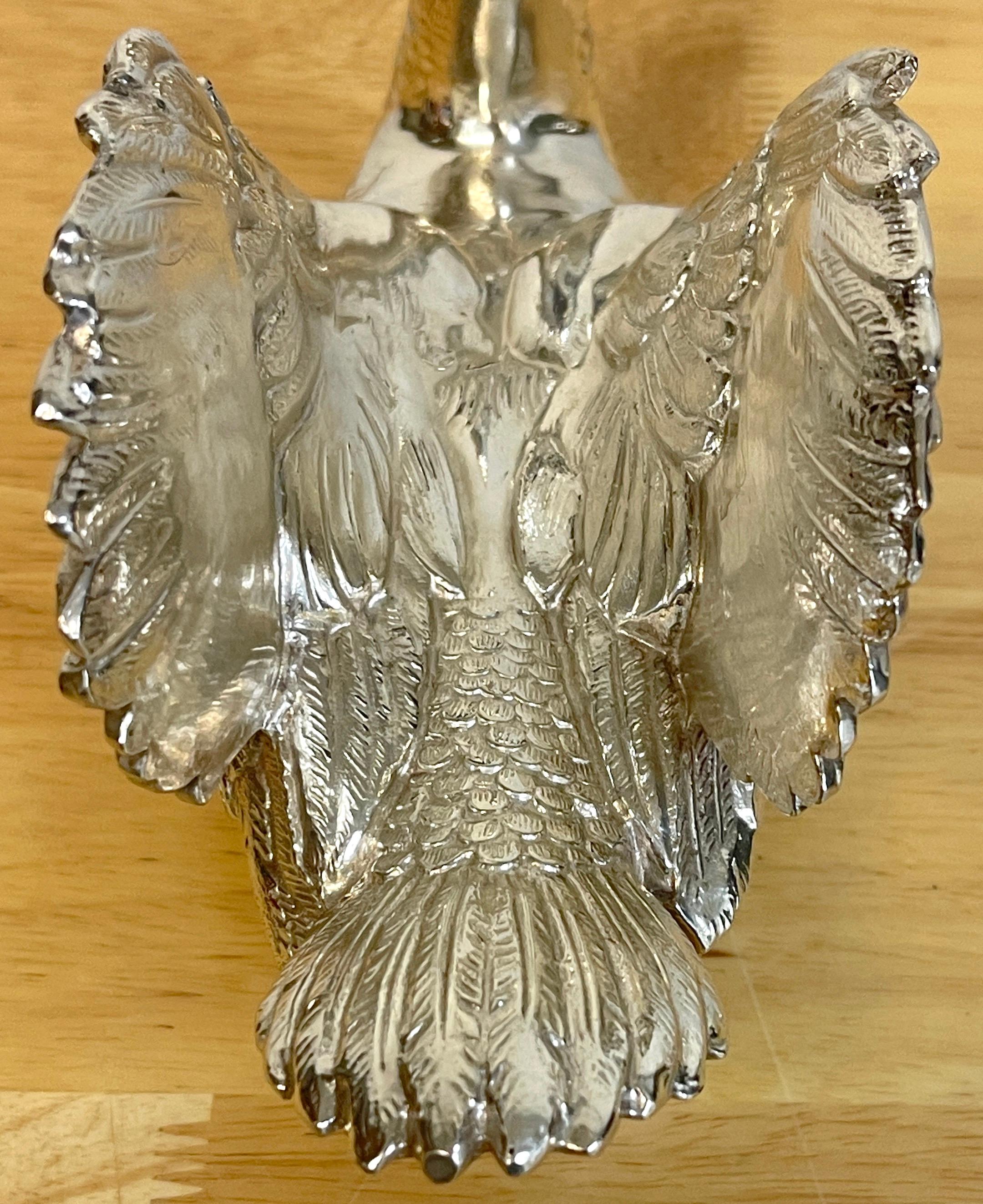 Pair of French Silverplated Bronze Swans For Sale 8