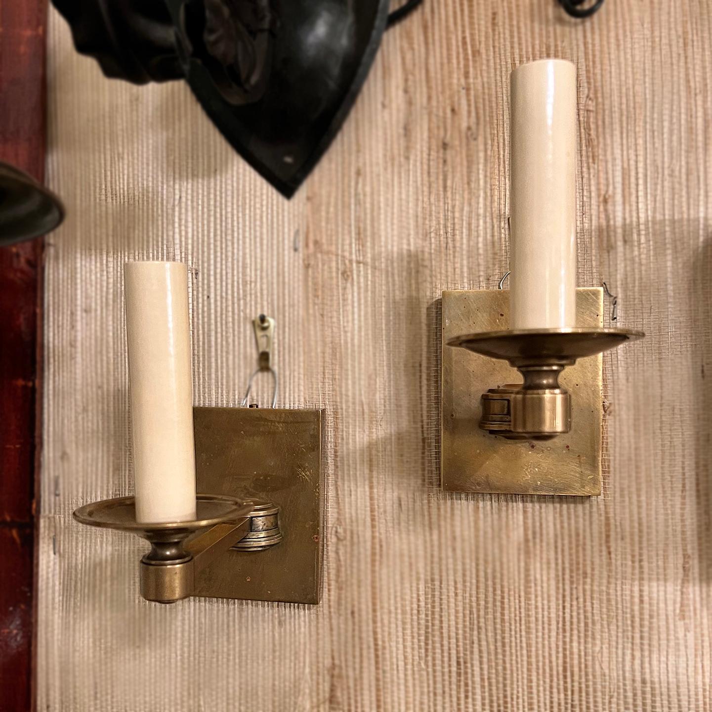 Bronze Pair of French Single Arm Sconces For Sale