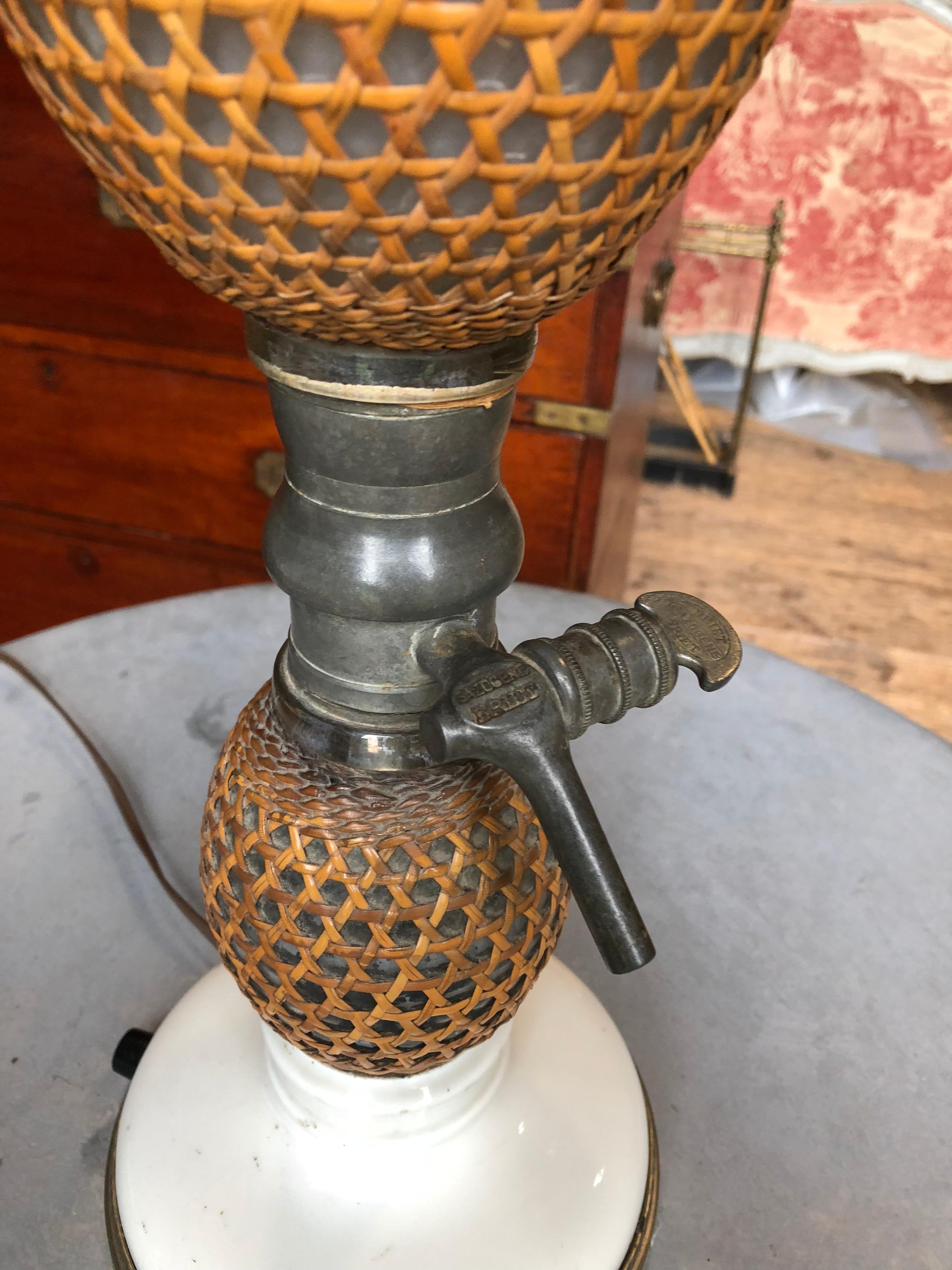 Pair of French Siphon Bottle Lamps, 19th Century In Excellent Condition In Doylestown, PA