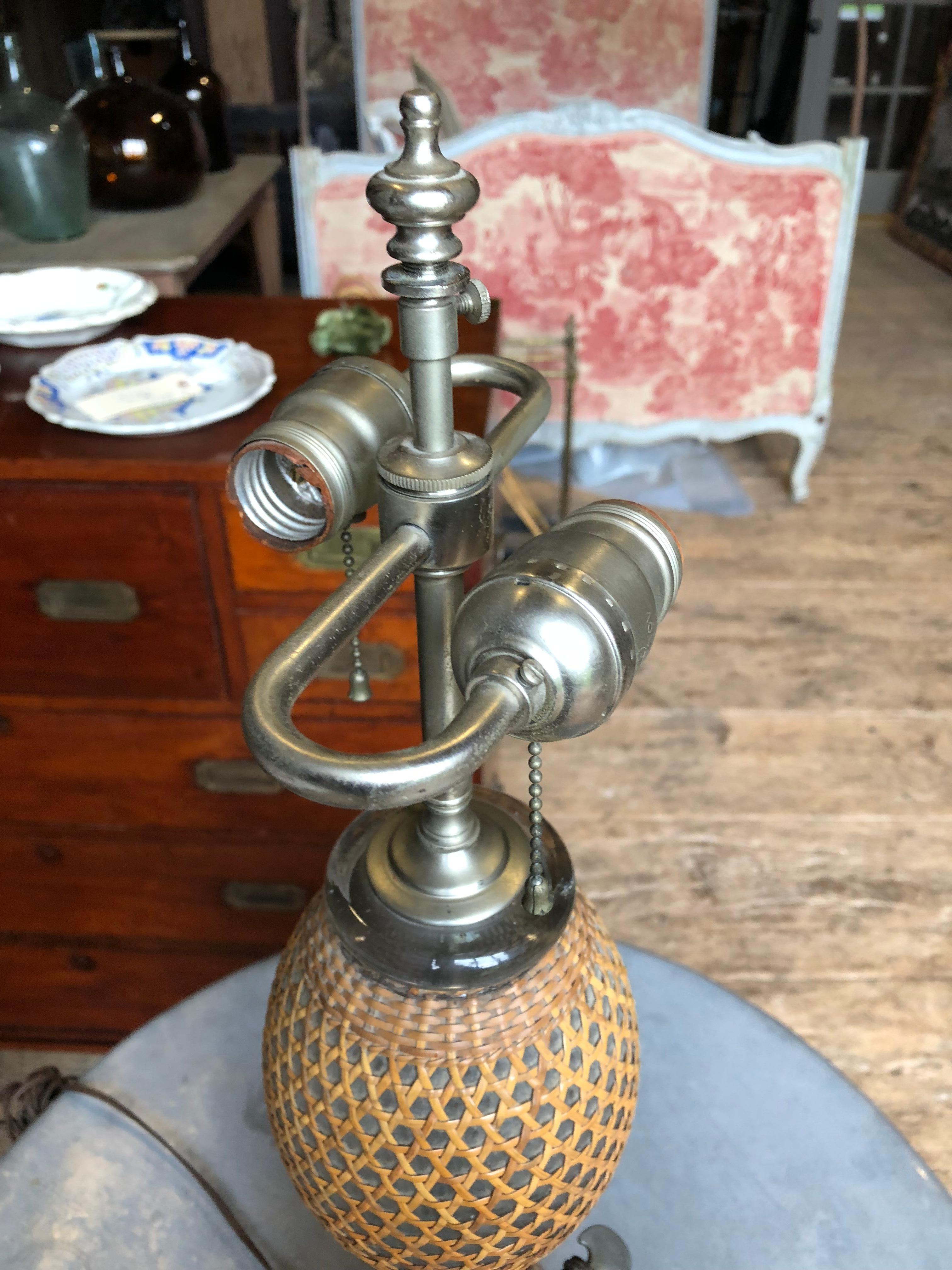 Porcelain Pair of French Siphon Bottle Lamps, 19th Century