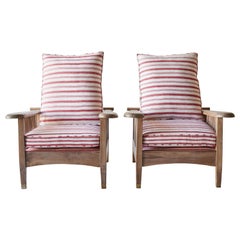 Pair of French Slatted Chairs with Adjustable Backrests