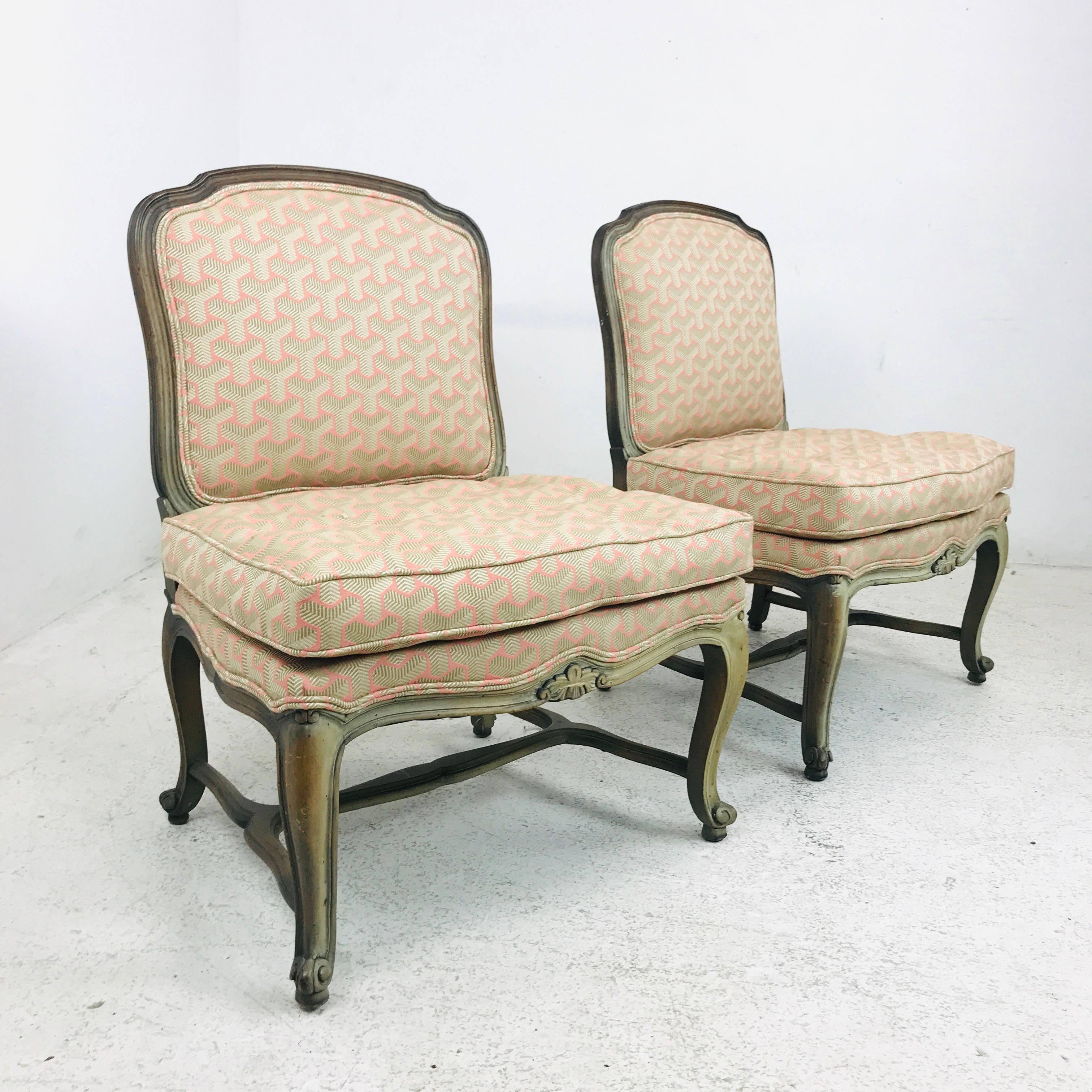French Provincial Pair of French Slipper Chairs