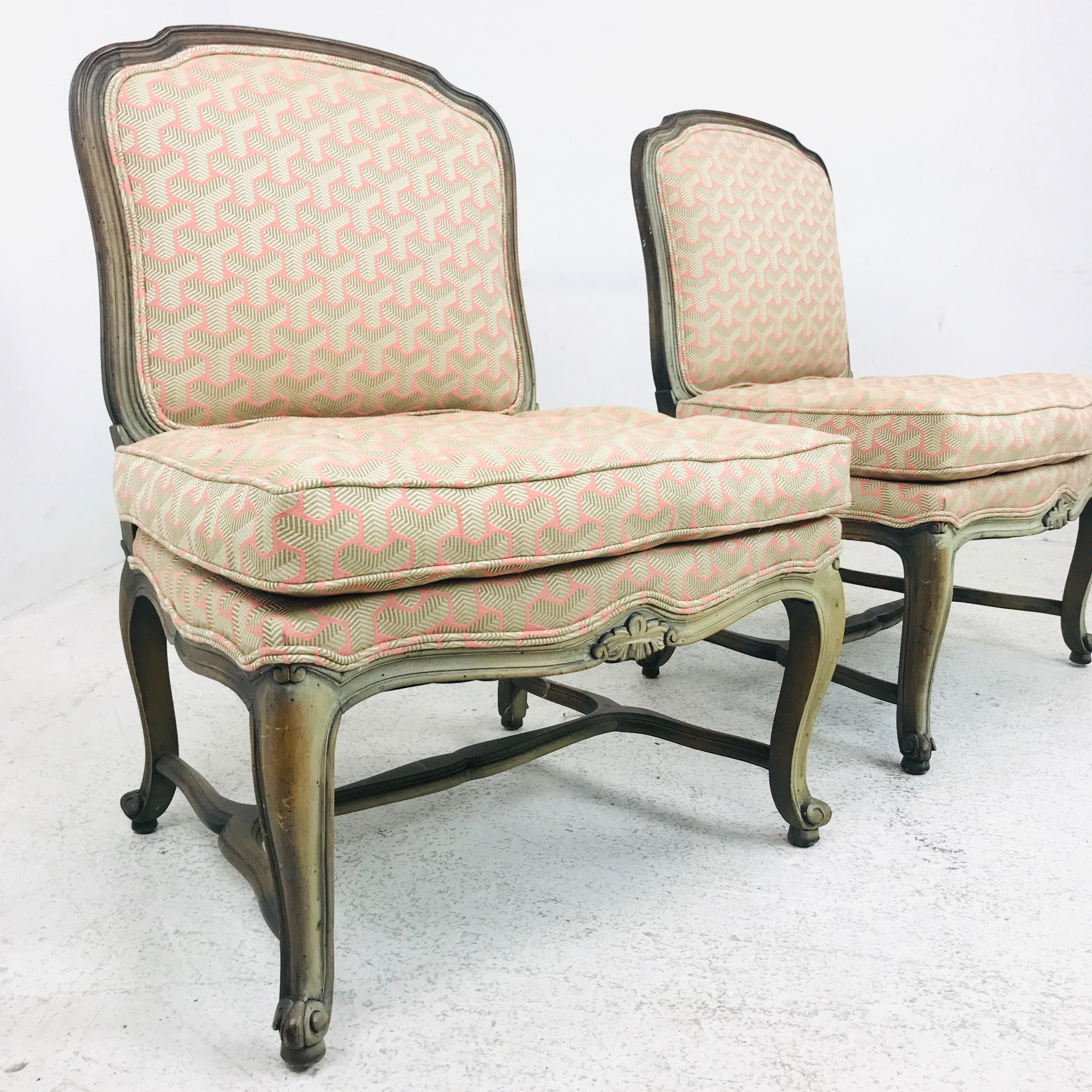 Woodwork Pair of French Slipper Chairs