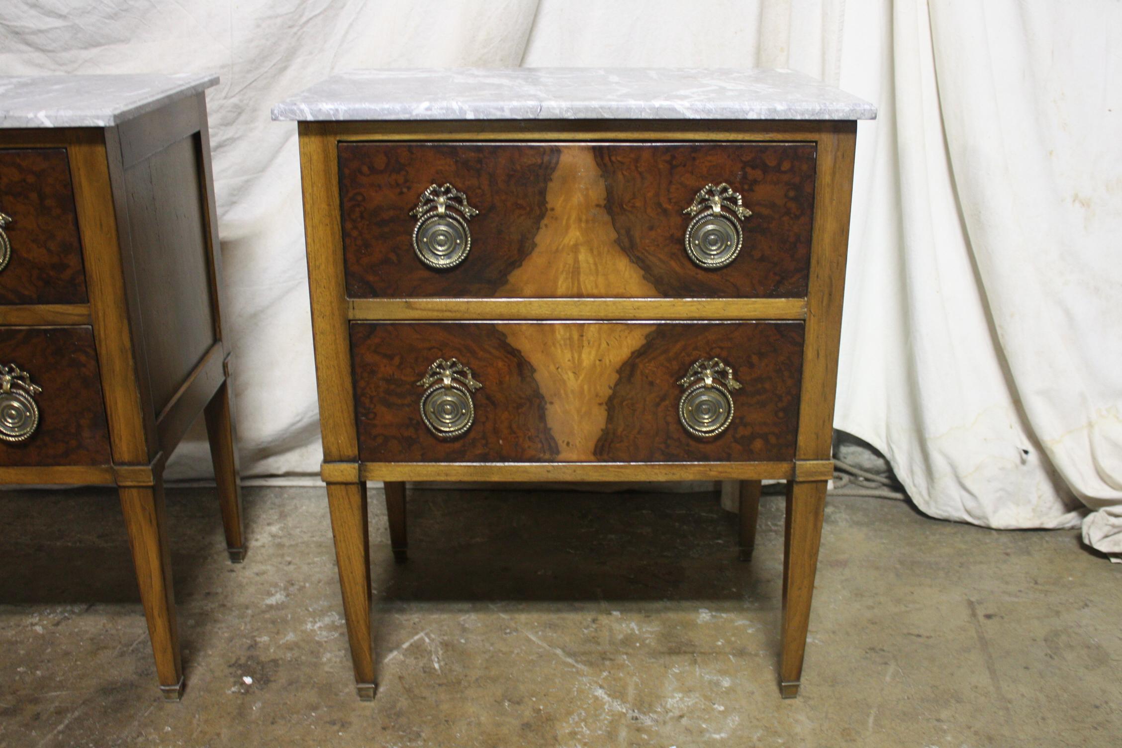 Marquetry Pair of French Small Chests or Night Stands