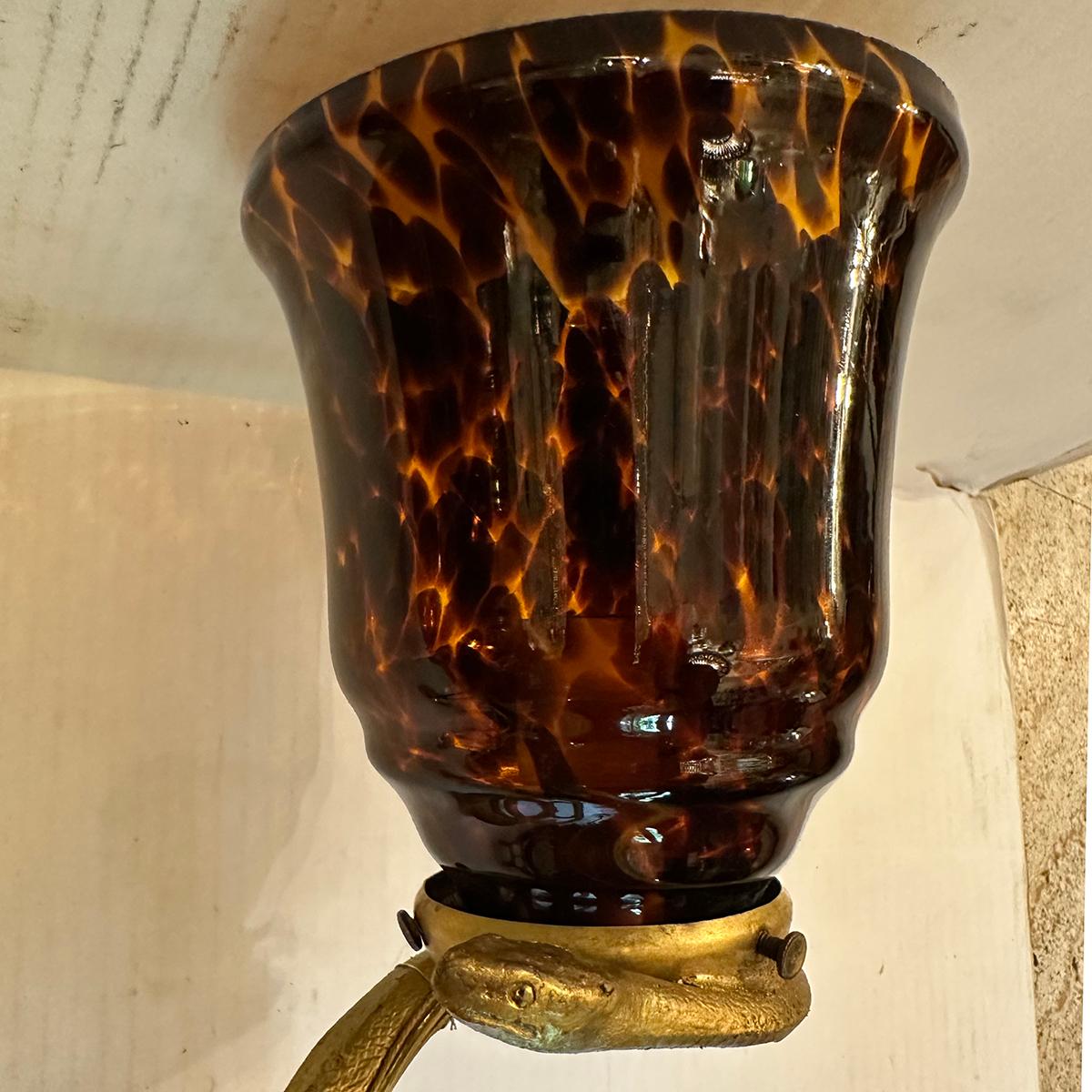 Pair of French Snake Sconces In Good Condition For Sale In New York, NY