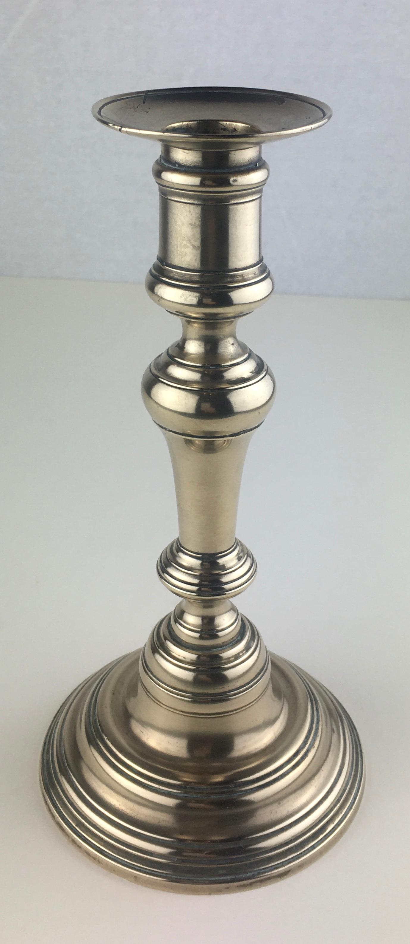 20th Century Pair of French Solid Brass Candlesticks For Sale