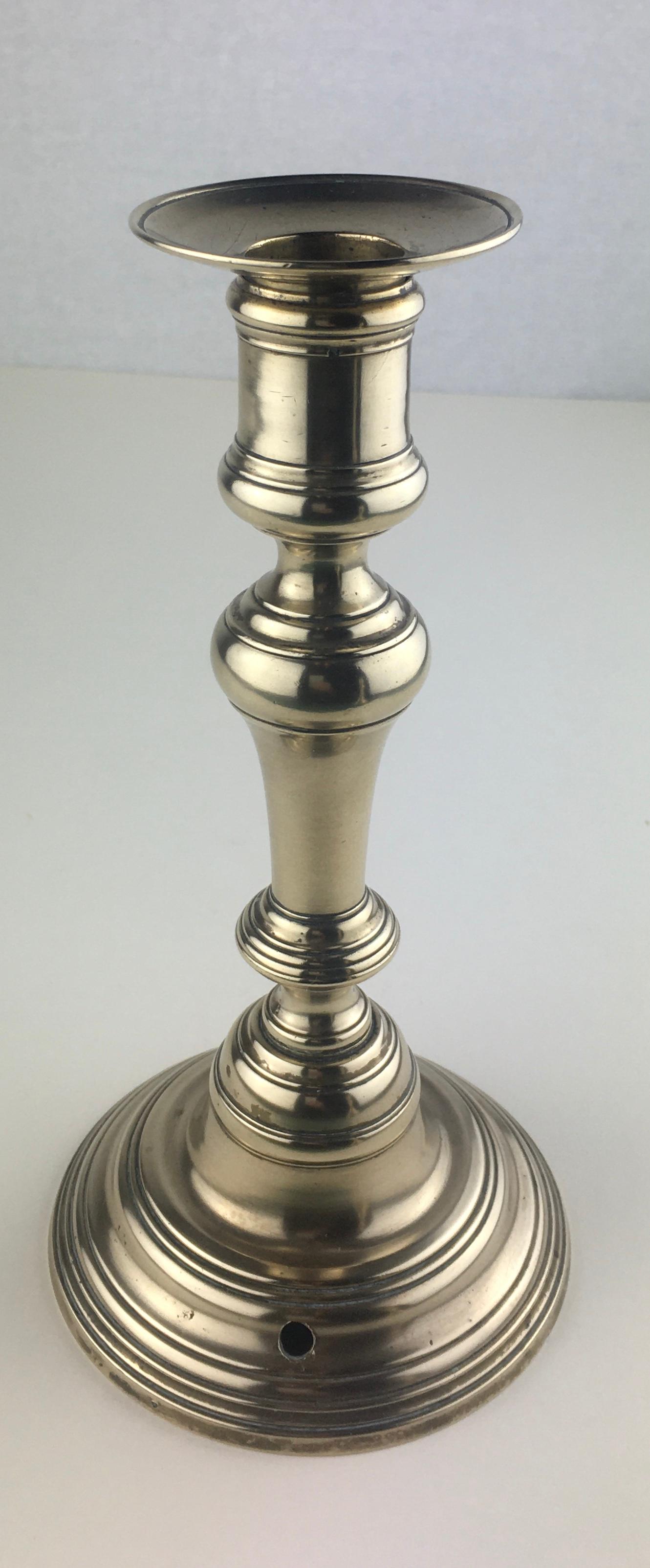 Pair of French Solid Brass Candlesticks For Sale 3