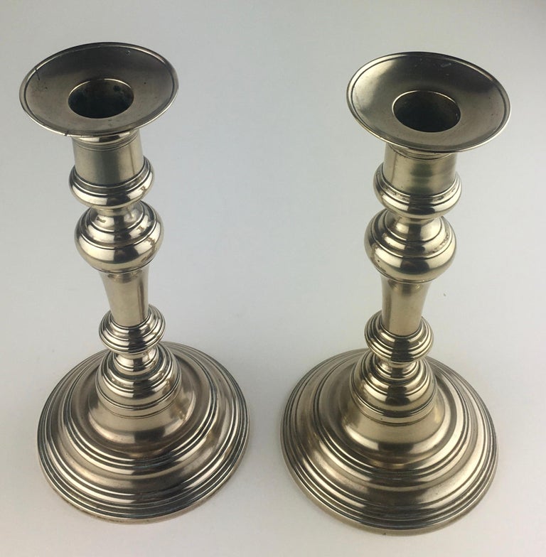 Pair of French Solid Brass Candlesticks For Sale at 1stDibs