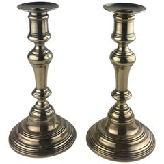 Pair of French Solid Brass Candlesticks