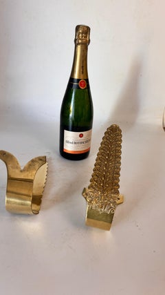 Pair of French Solid Brass Curtain Tiebacks – Floral Motif – 1970s