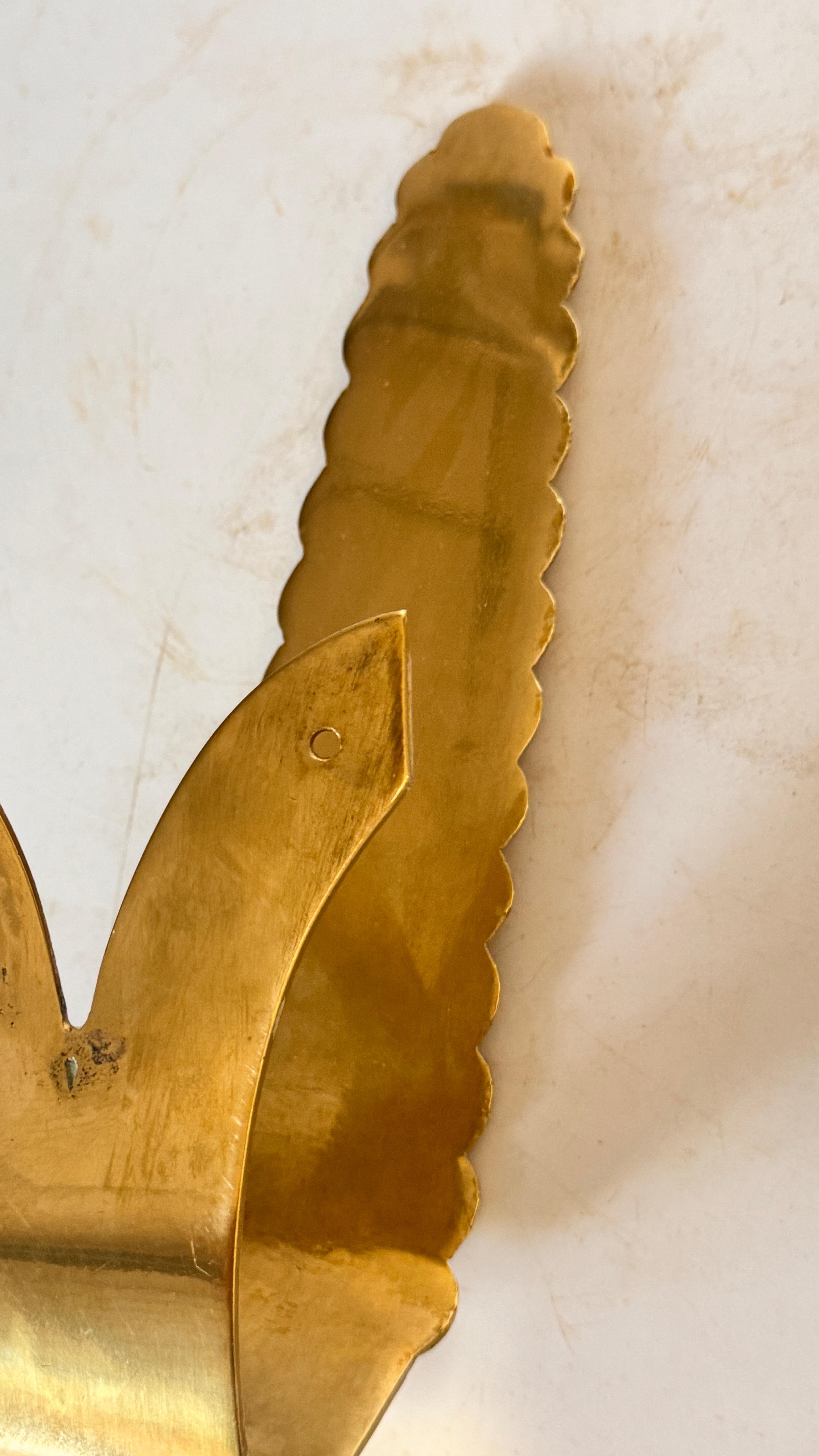 Paar französische Vorhanghalter aus massivem Messing - Blumenmotiv - 1970er Jahre im Angebot 2