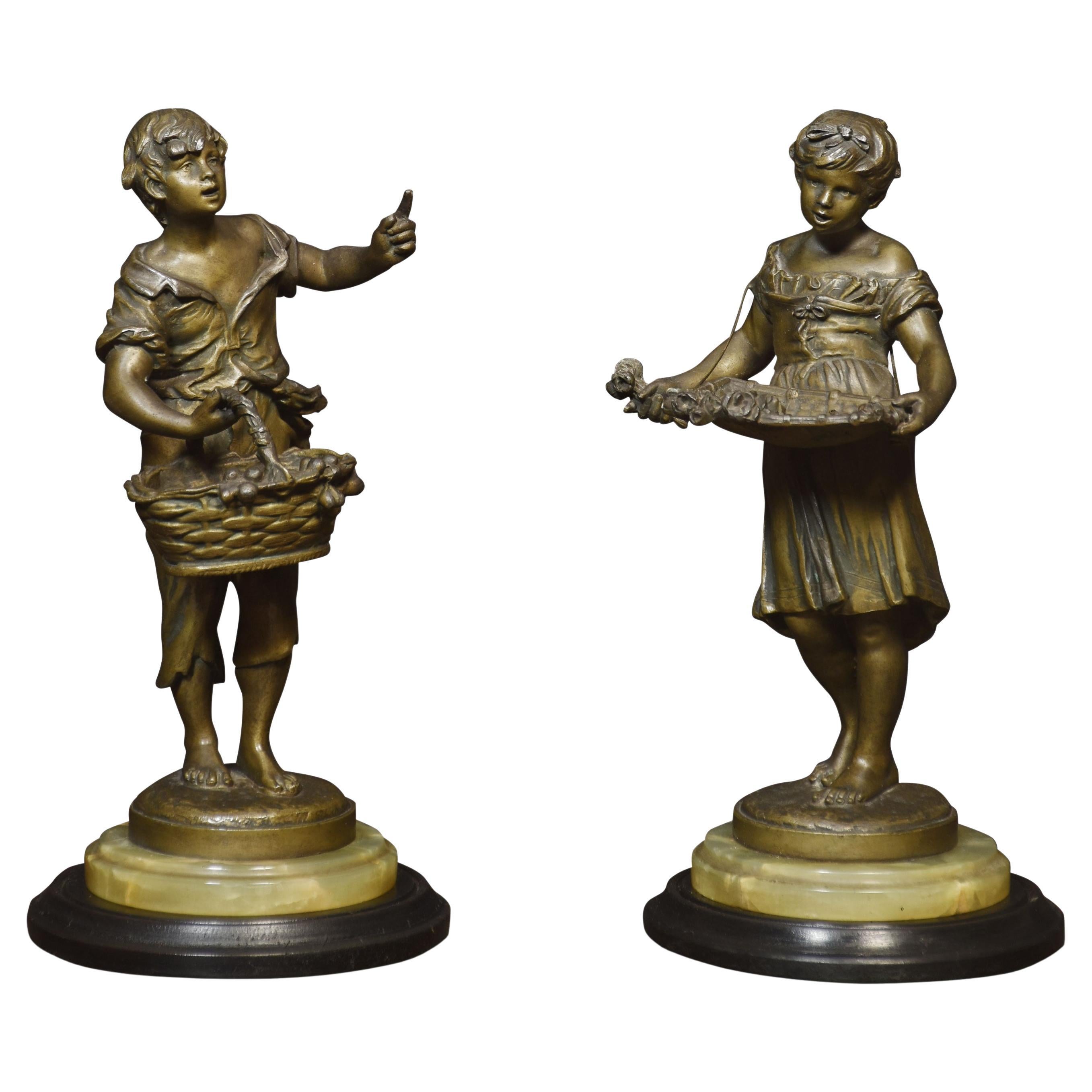 Pair Of French Spelter Figures For Sale