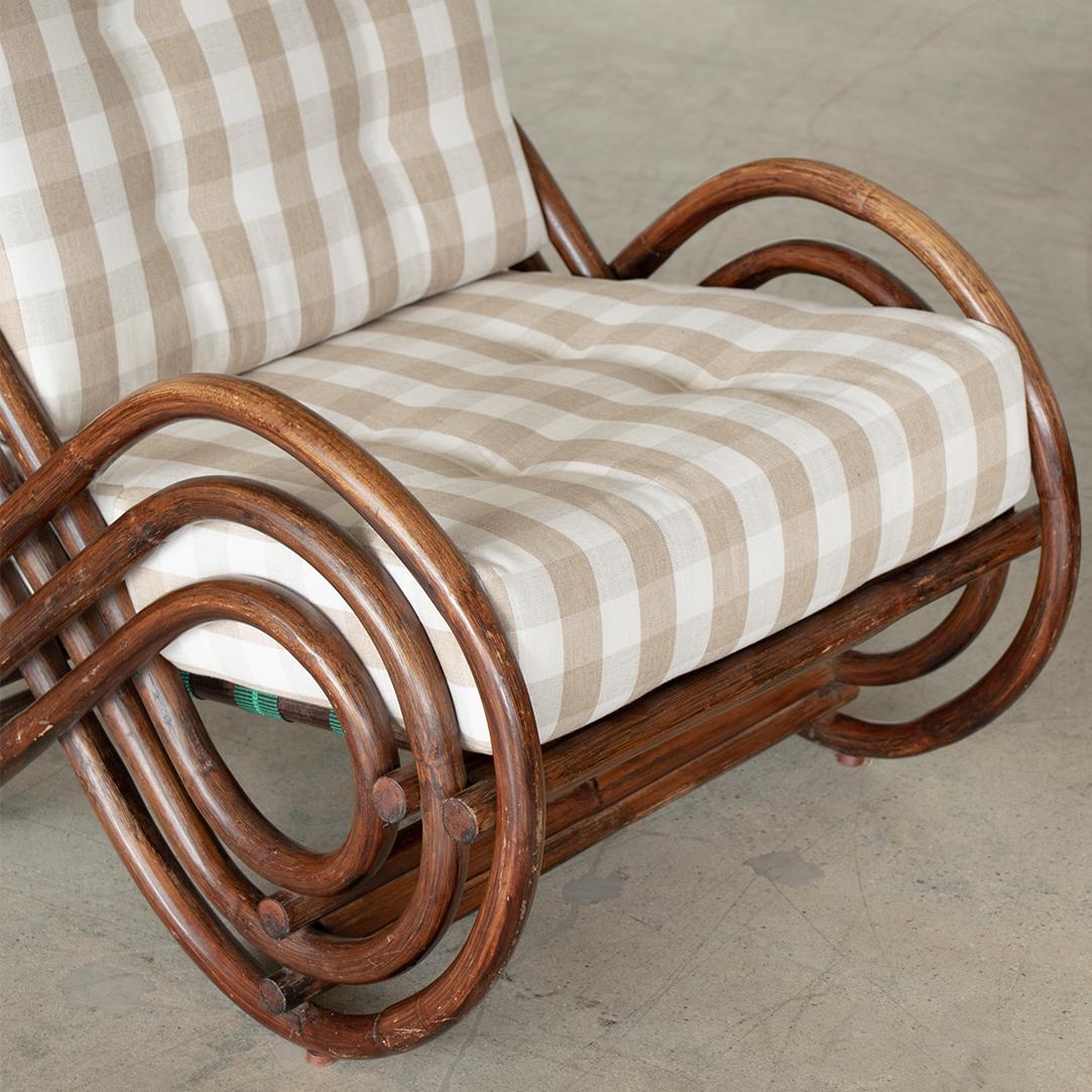 Pair of French Spiral Rattan Lounge Chairs 4