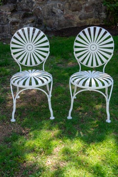 Coppia di sedie da giardino francesi a molla in acciaio di Francois A. Carre