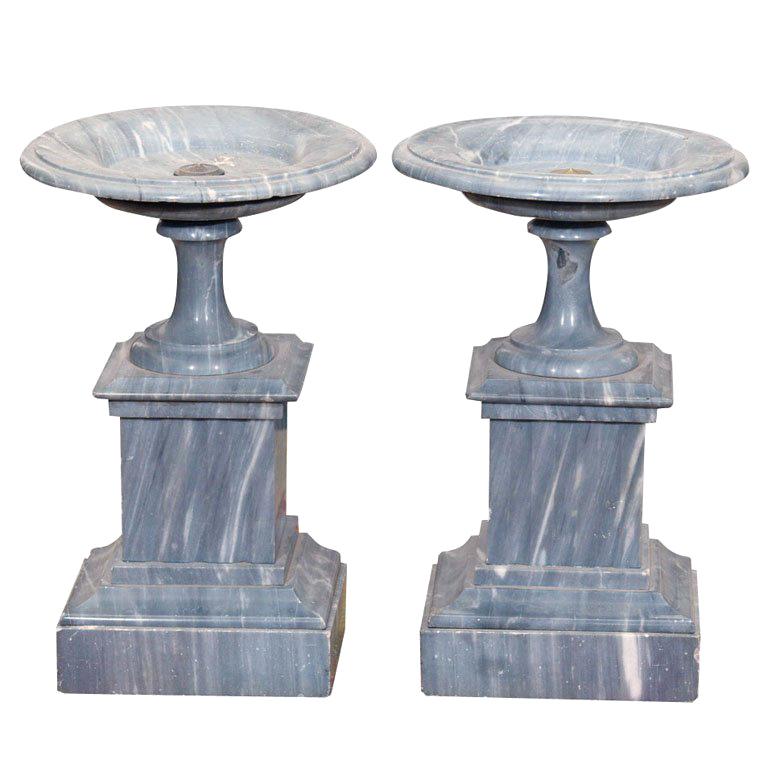 PAIR OF FRENCH ST ANNE GRAY MARBLE TAZZA For Sale