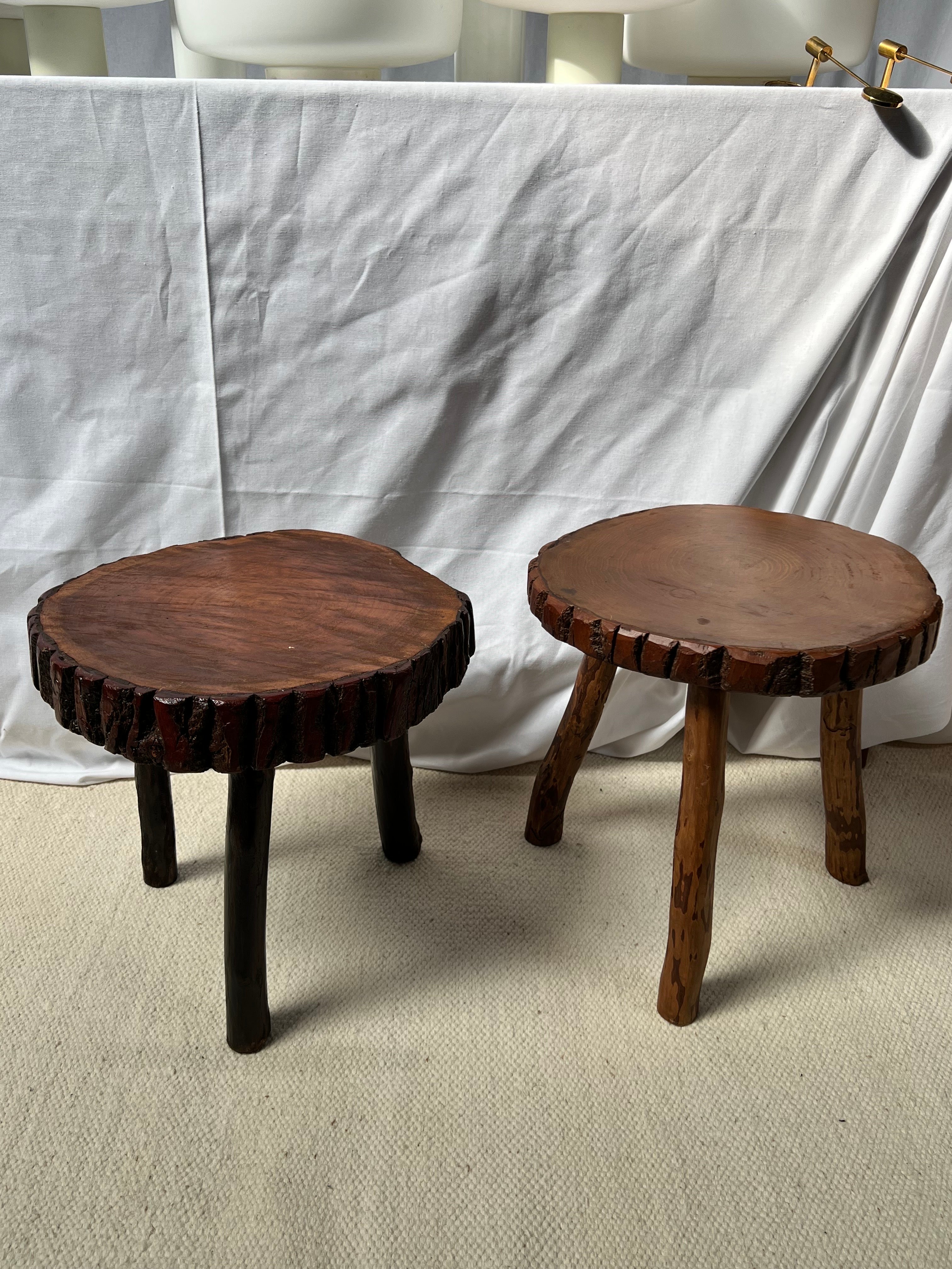 Cute little French stools. Very strong and good condition. Perfect as footstool or on a side of a sofa or as a side tables. Could be great as nightstands. Very decorative element.

Smaller is H36 diameter 38cm / Bigger H38 diameter
