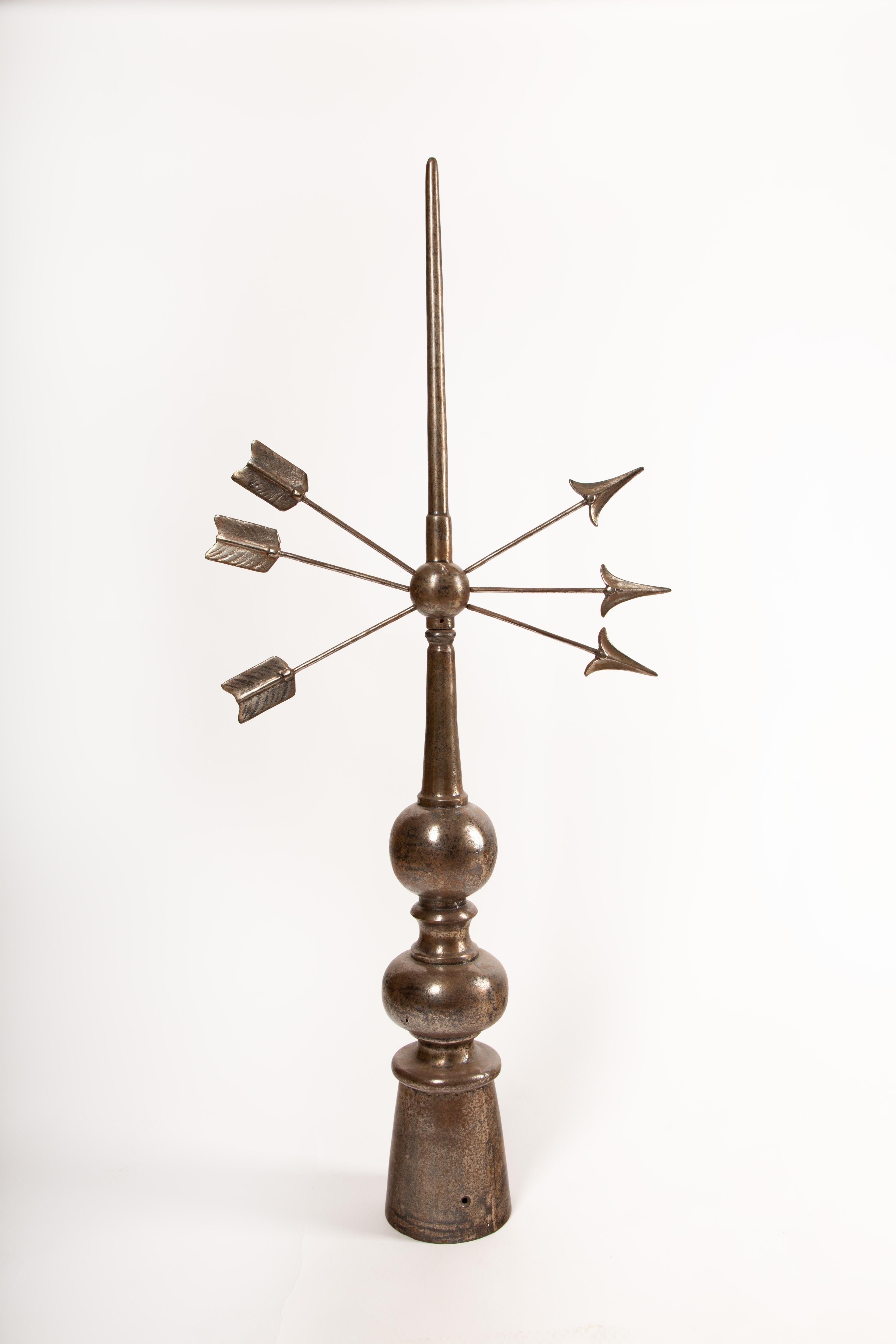 This impressive pair of French architectural roof finials is crafted from solid steel, each measuring 43.5