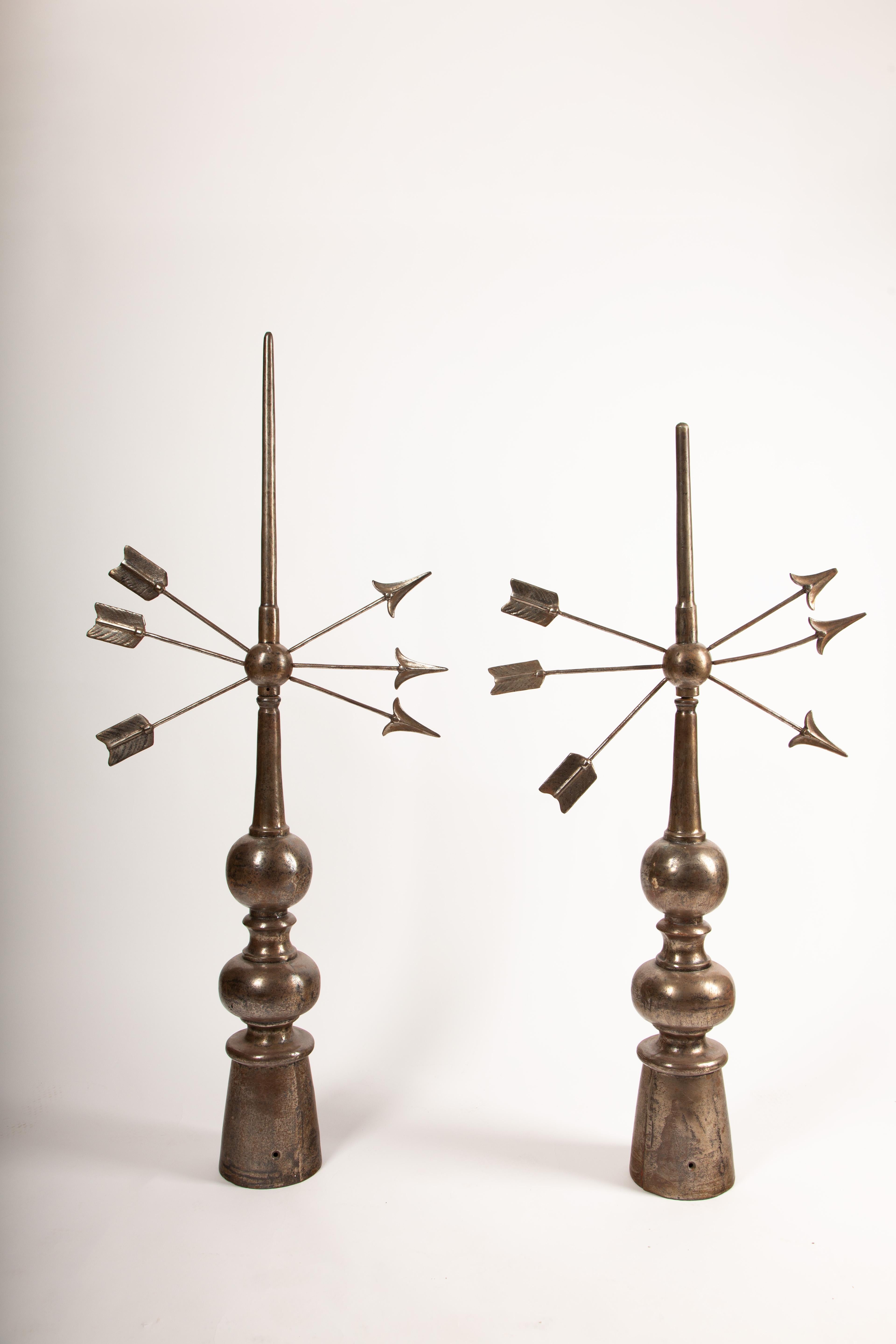 20th Century Pair of French Steel Architectural Roof Finials, c. 1900 For Sale