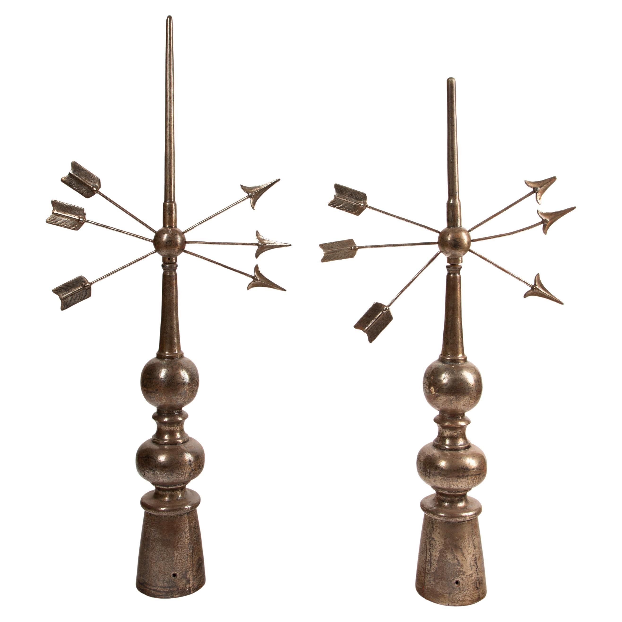 Pair of French Steel Architectural Roof Finials, c. 1900