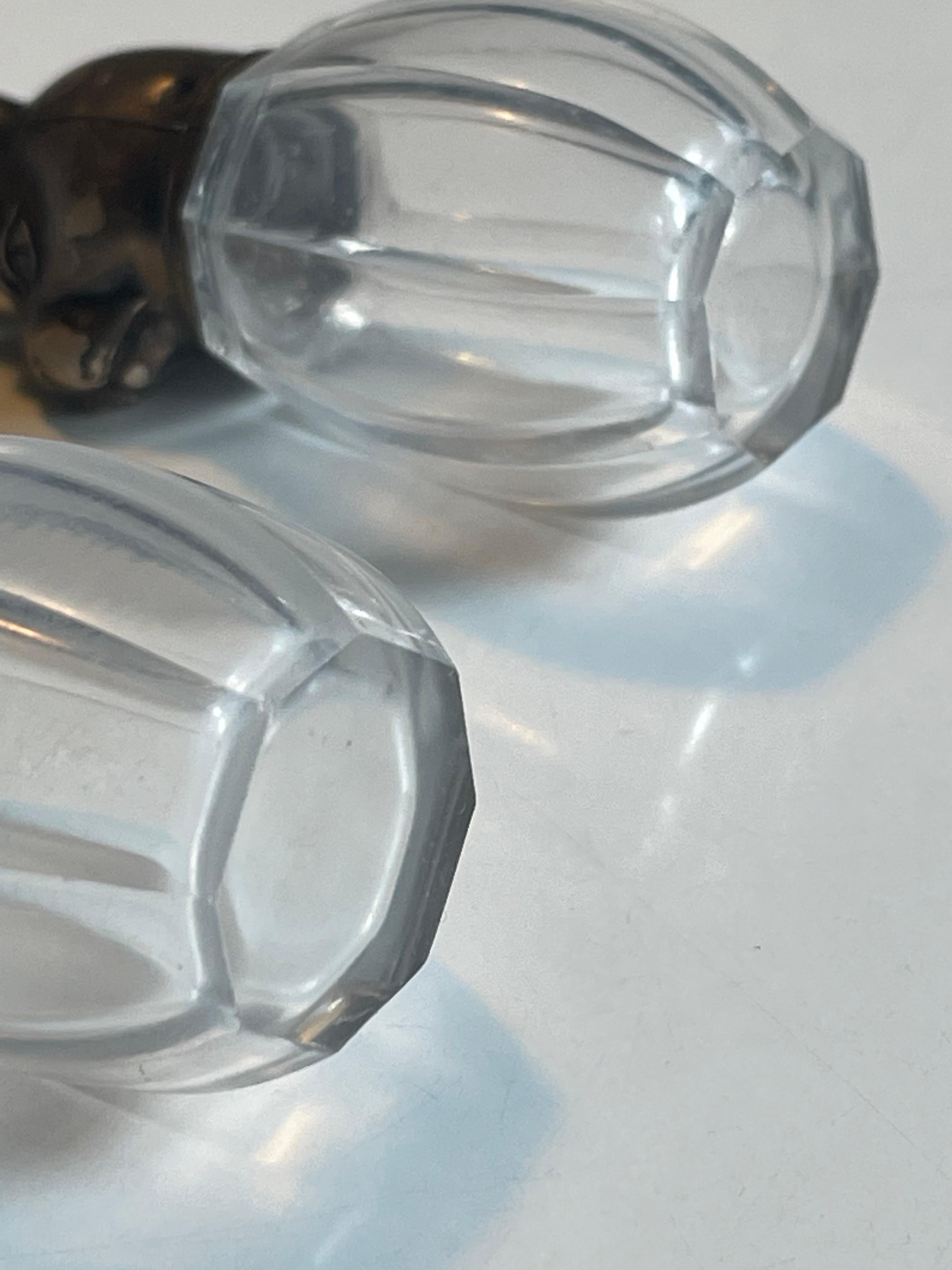 Pair of French Sterling Silver and Crystal Glass Salt & Pepper Shakers, 1920s 7