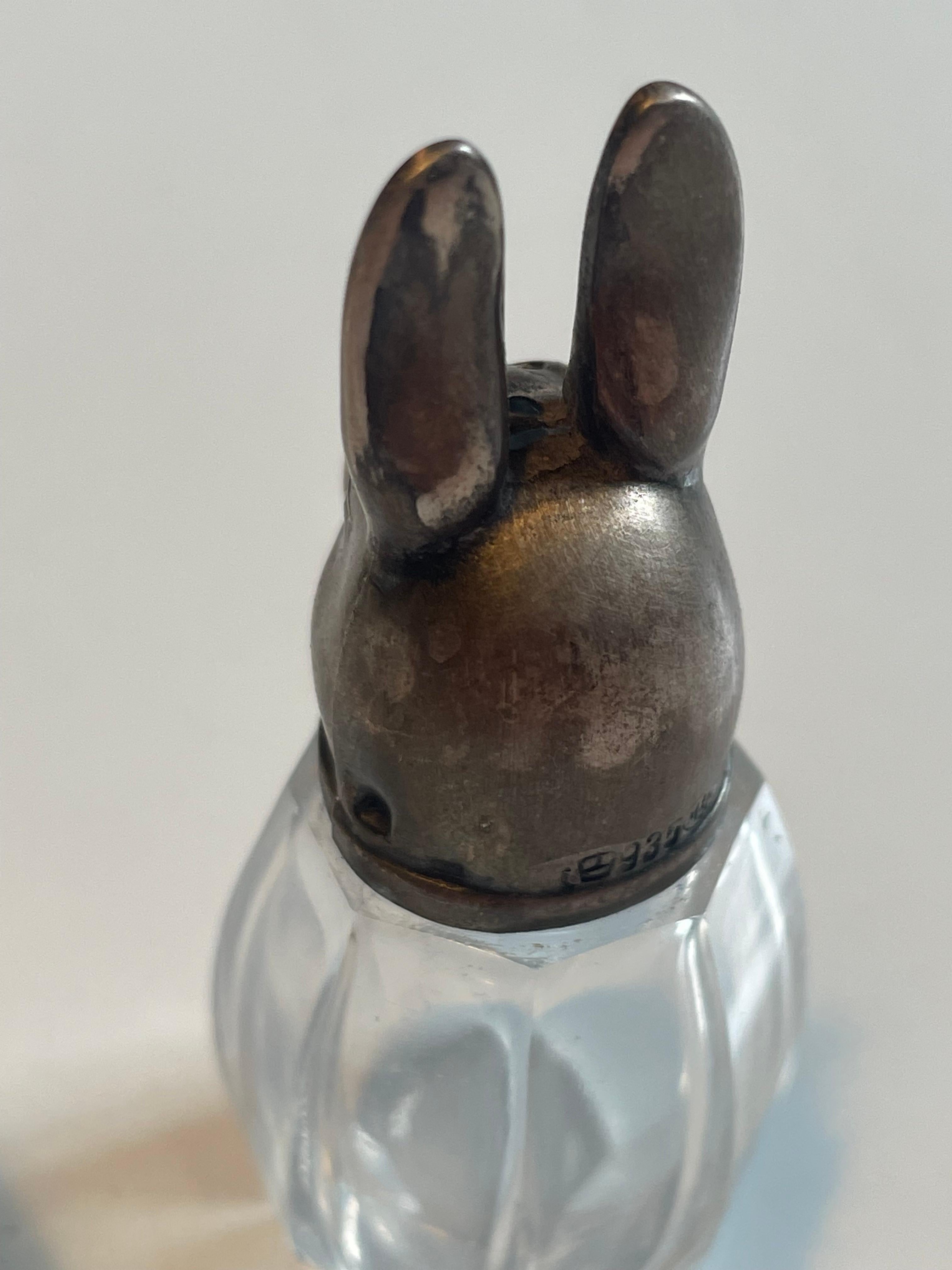Pair of French Sterling Silver and Crystal Glass Salt & Pepper Shakers, 1920s 3