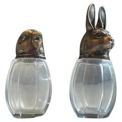 Pair of French Sterling Silver and Crystal Glass Salt & Pepper Shakers, 1920s