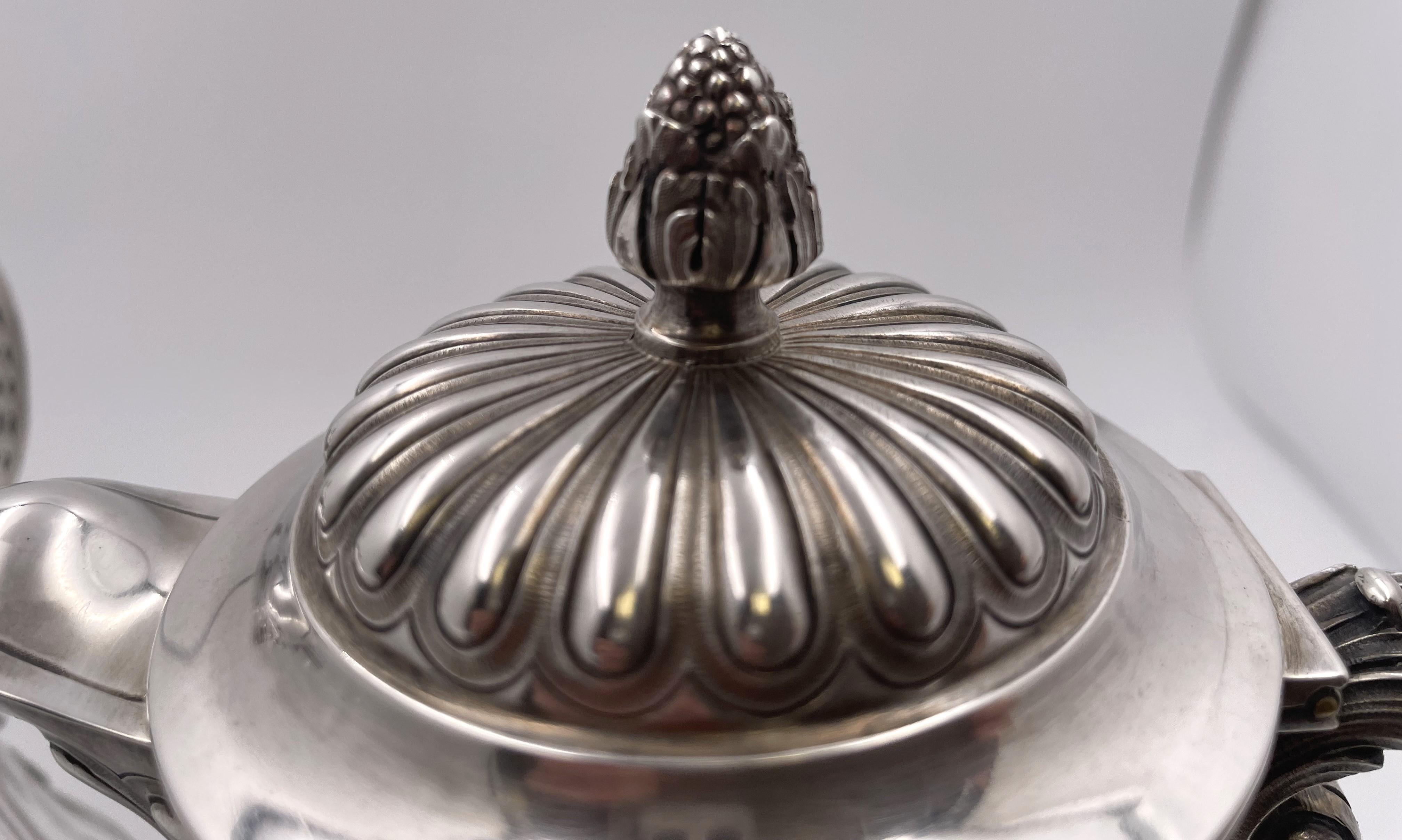 Paire de carafes/pichets en argent et verre taillé Fin du 19e siècle en vente 3