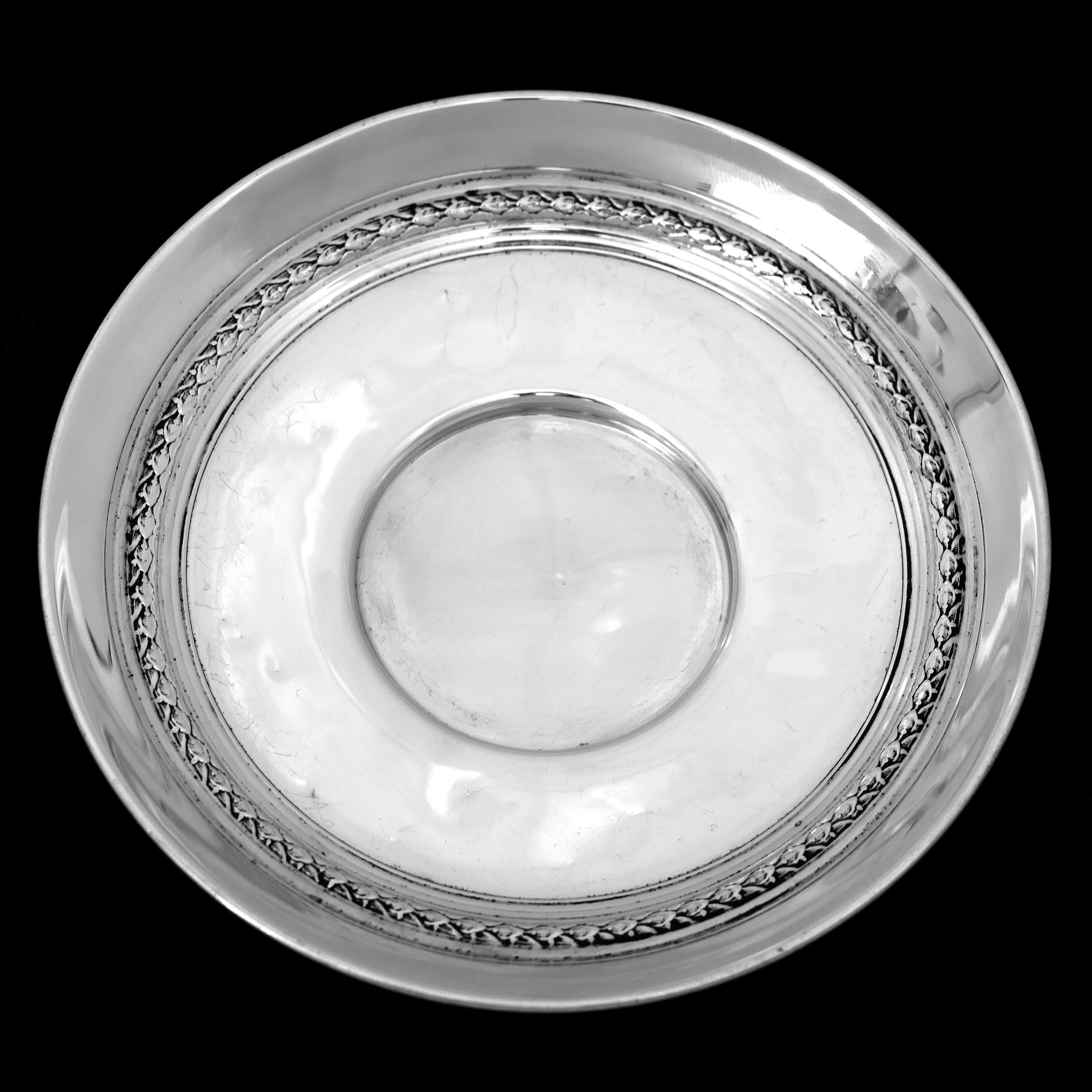 Pair of French Sterling Silver Coffee Tea Cups and Saucers, Neoclassical For Sale 1