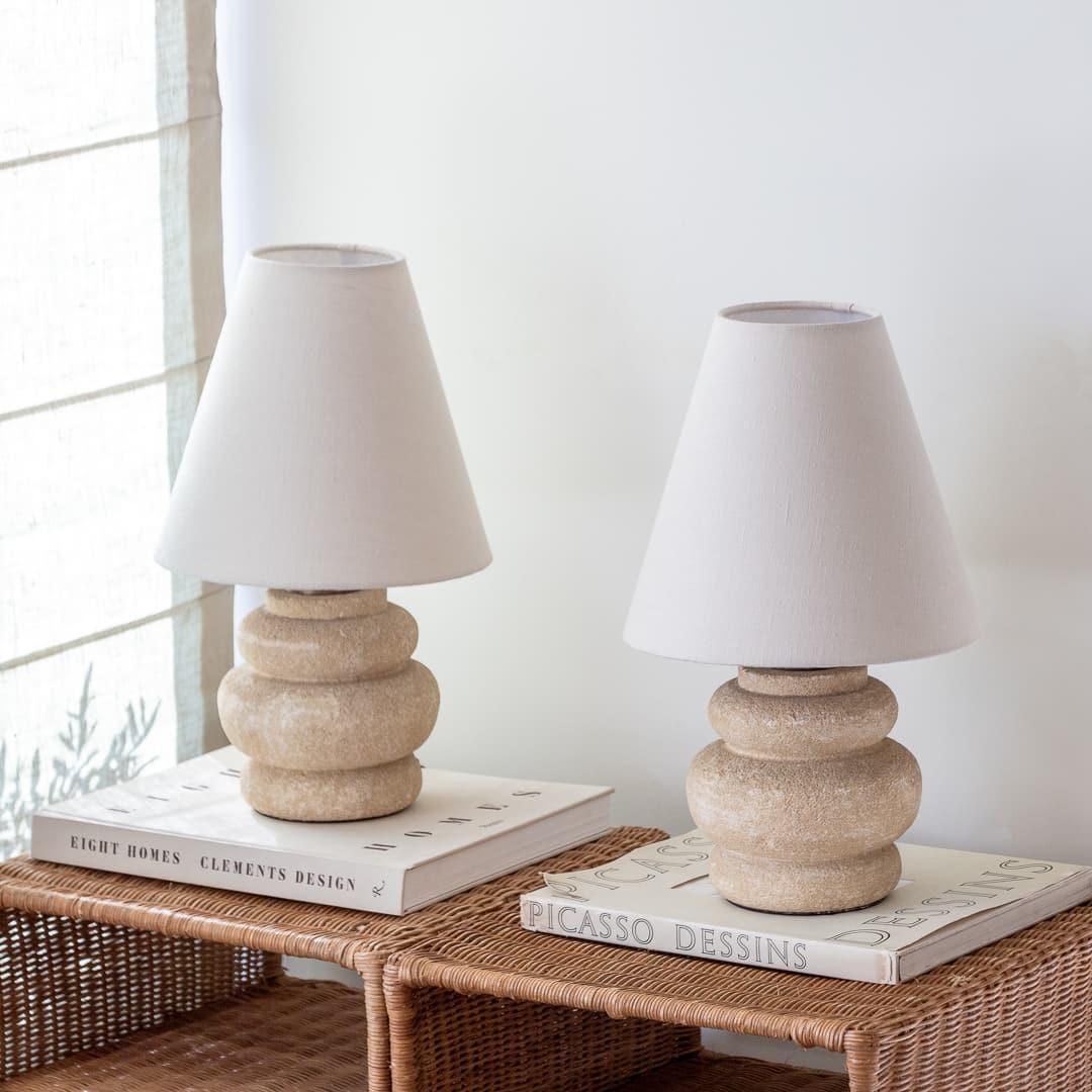 Pair of French Stone and Linen Table Lamps In Good Condition In Los Angeles, CA