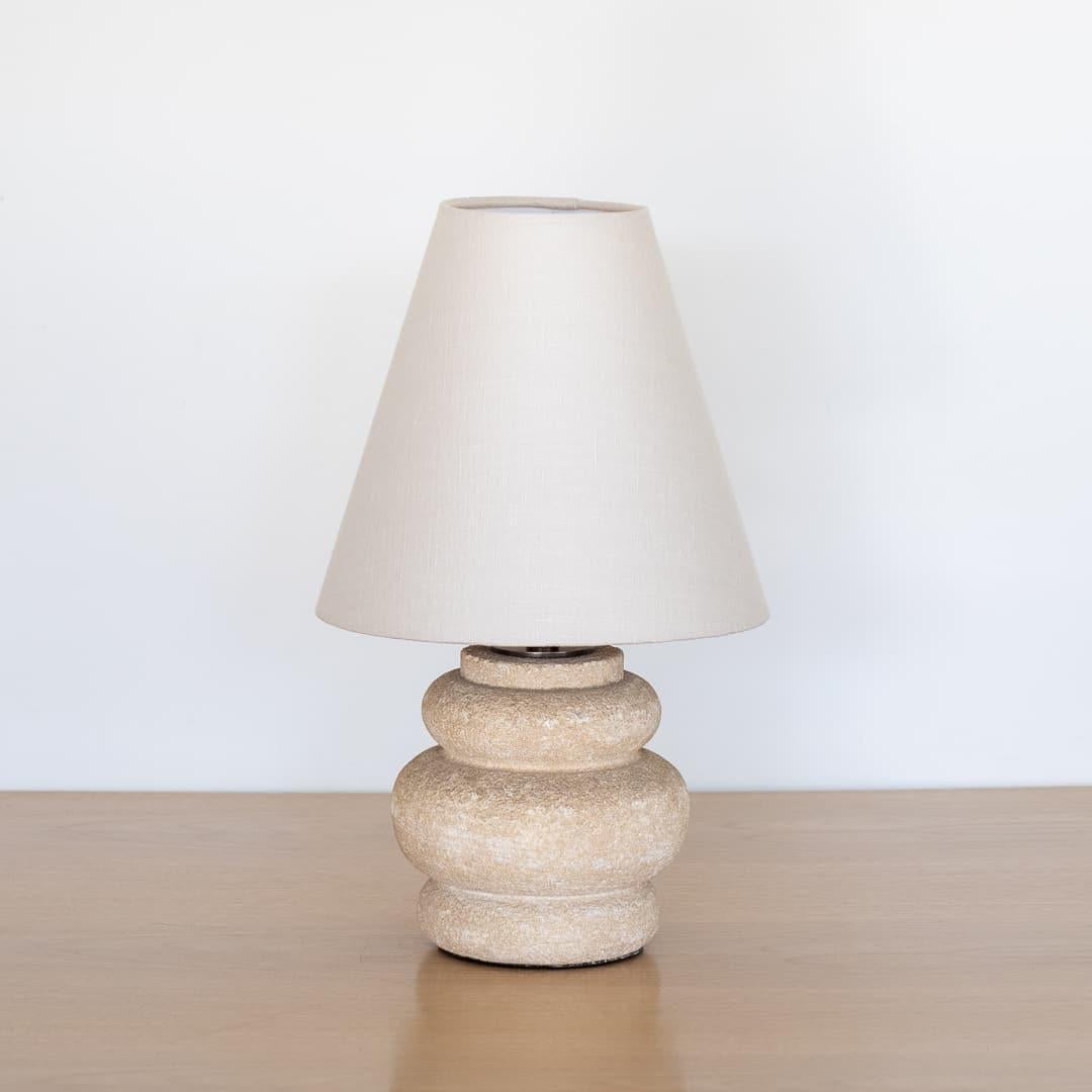 20th Century Pair of French Stone and Linen Table Lamps