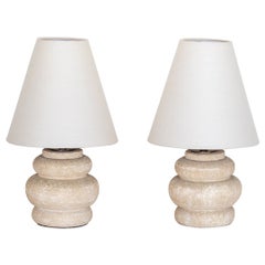 Pair of French Stone and Linen Table Lamps Pair of French Stone and Linen Table Lamps