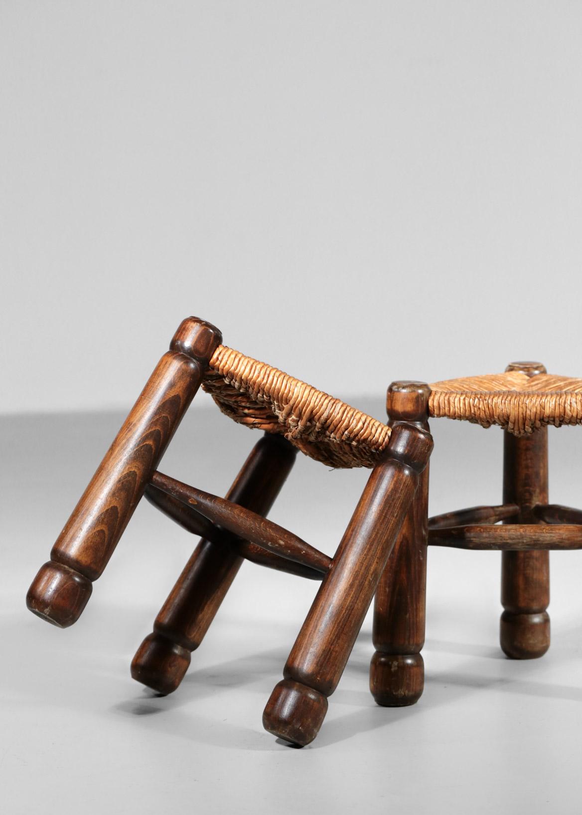 European Pair of French Stools in the Style of Charlotte Perriand